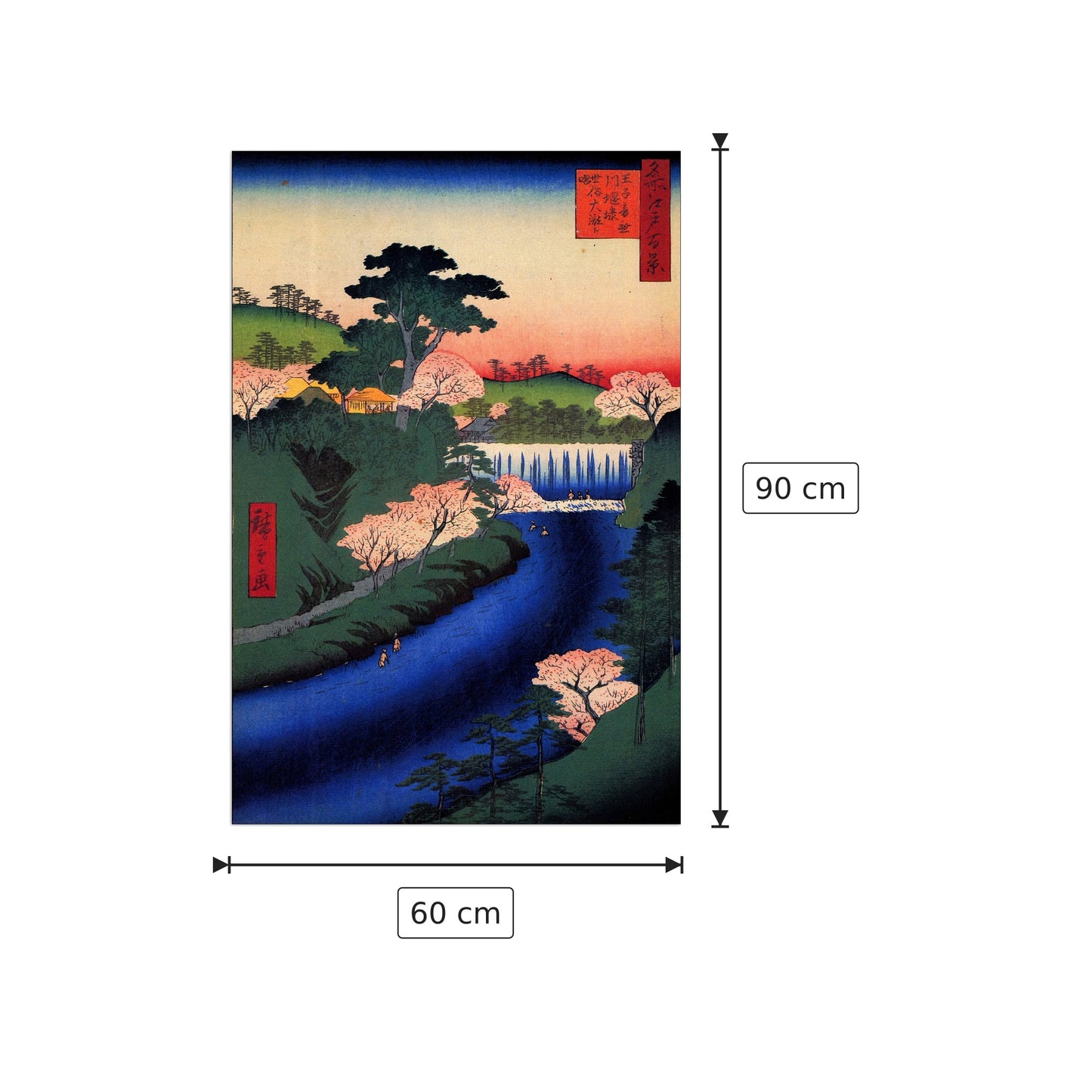 Dam on the Otonashi River - Hiroshige Utagawa - cm 60x90 - Pannello in MDF