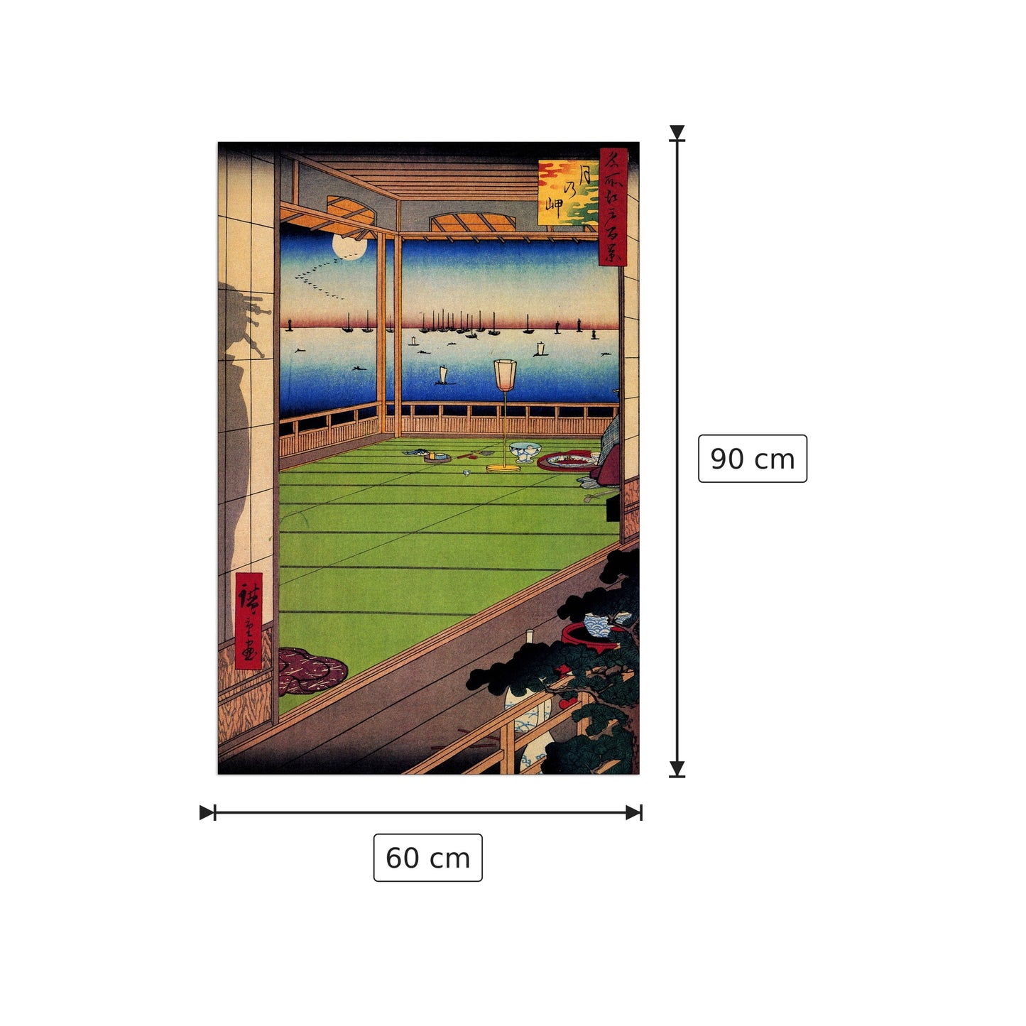 Moon-viewing Point - Hiroshige Utagawa - cm 60x90 - Pannello in MDF