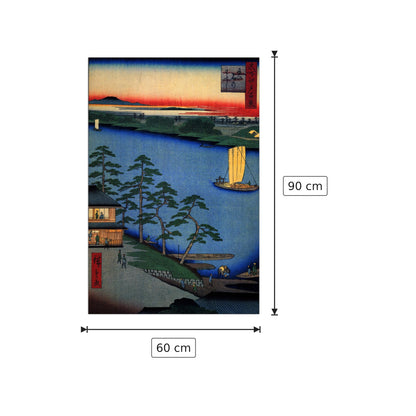 Nijuku Ferry - Hiroshige Utagawa - cm 60x90 - Pannello in MDF