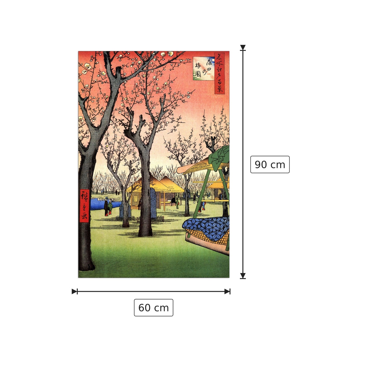 Plum Garden, Kamata - Hiroshige Utagawa - cm 60x90 - Pannello in MDF