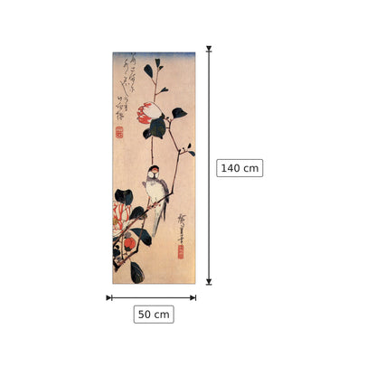Java sparrow on a magnolia branch - Hiroshige Utagawa - cm 50x140 - Pannello in MDF
