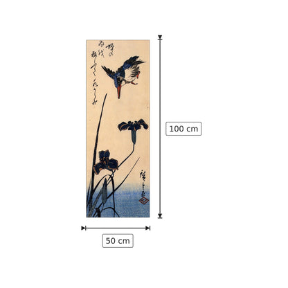 Kingfisher and lilies - Hiroshige Utagawa - cm 50x100 - Pannello in MDF