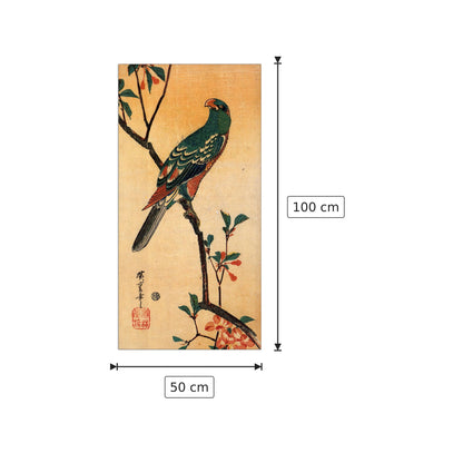 Parrot on a blooming branch - Hiroshige Utagawa - cm 50x100 - Pannello in MDF
