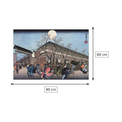 People walking under cherry trees at night - Hiroshige Utagawa - cm 90x60 - Pannello in MDF
