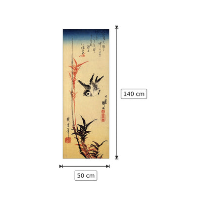 Sparrow and bamboo III - Hiroshige Utagawa - cm 50x140 - Pannello in MDF