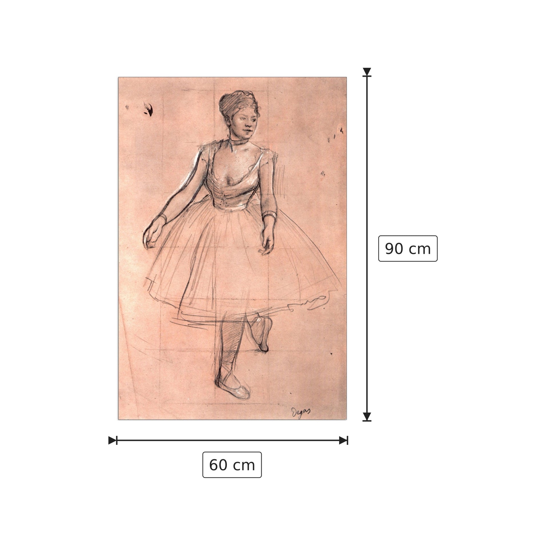 Ballet dancer in three quarter front view - Degas Edgar - cm 60x90 - Pannello in MDF