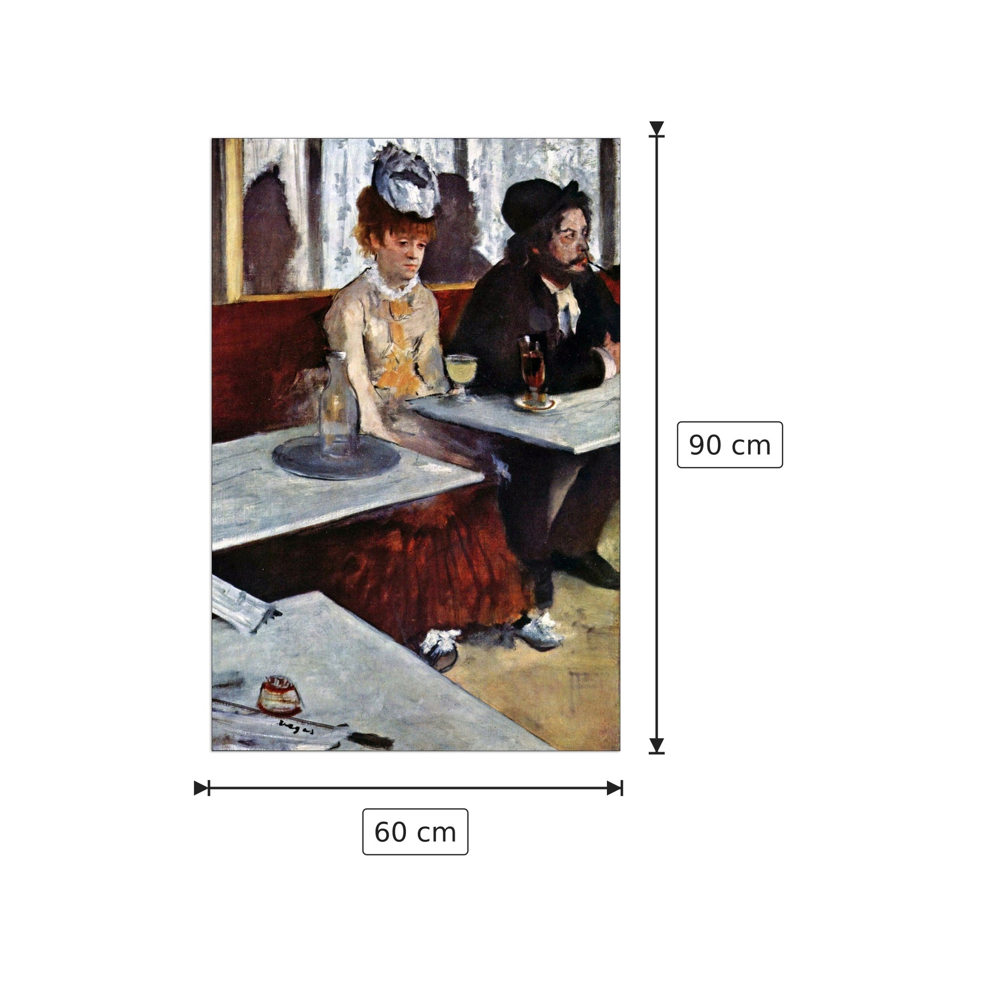 Absinthe - Degas Edgar - cm 60x90 - Pannello in MDF