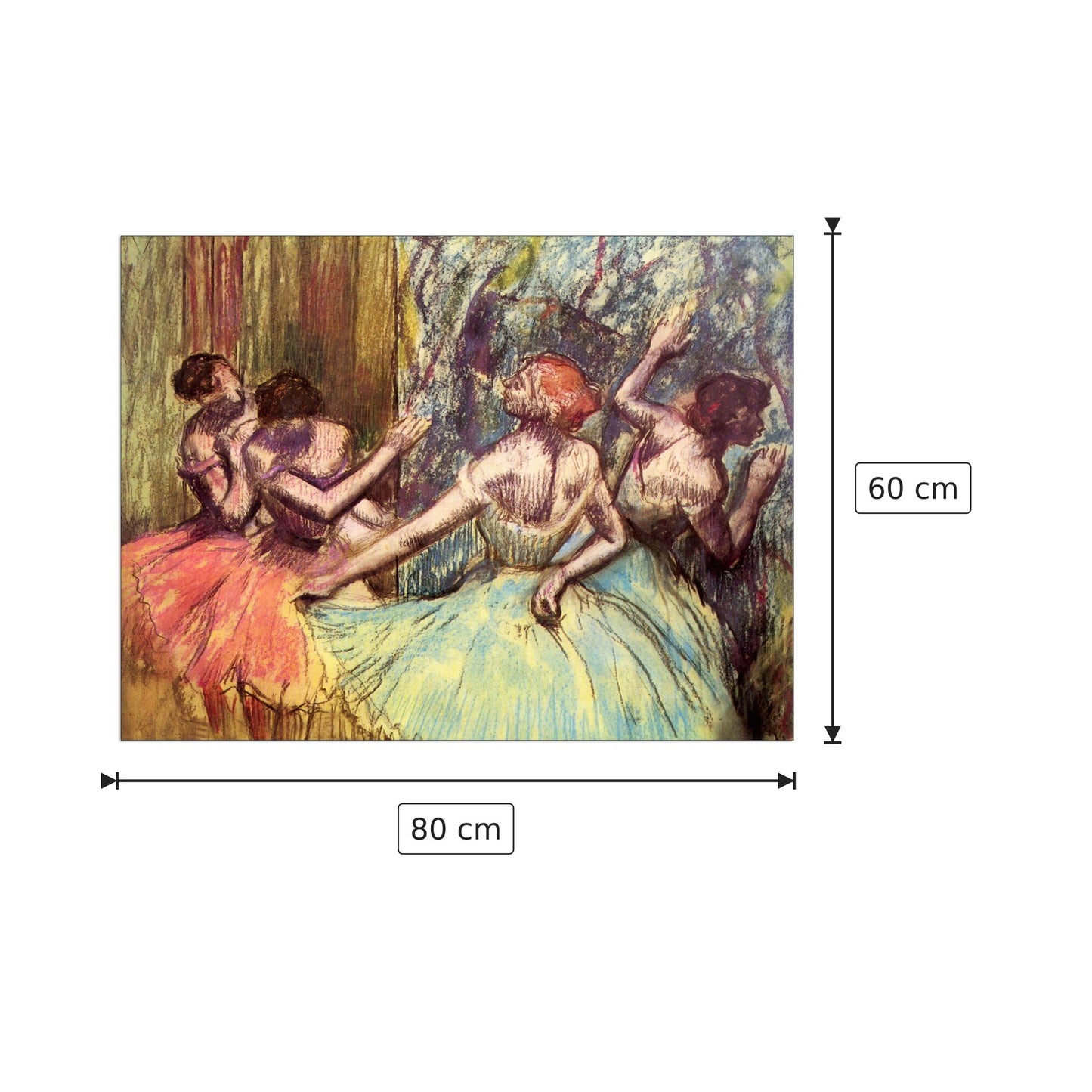 Four dancers behind the scenes - Degas Edgar - cm 80x60 - Pannello in MDF