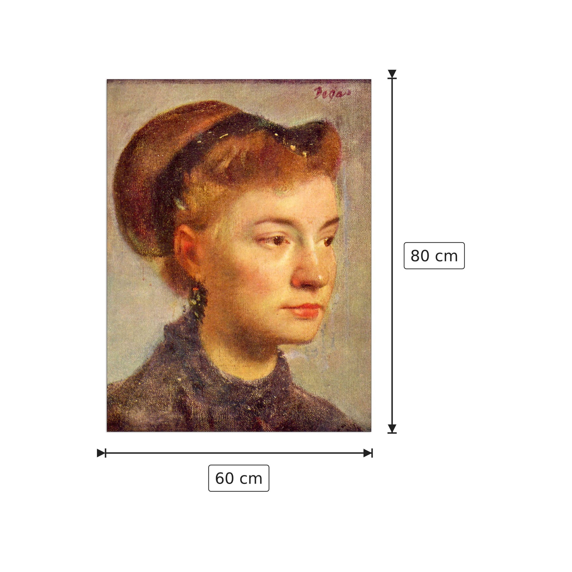 Portrait of a young Lady - Degas Edgar - cm 60x80 - Pannello in MDF