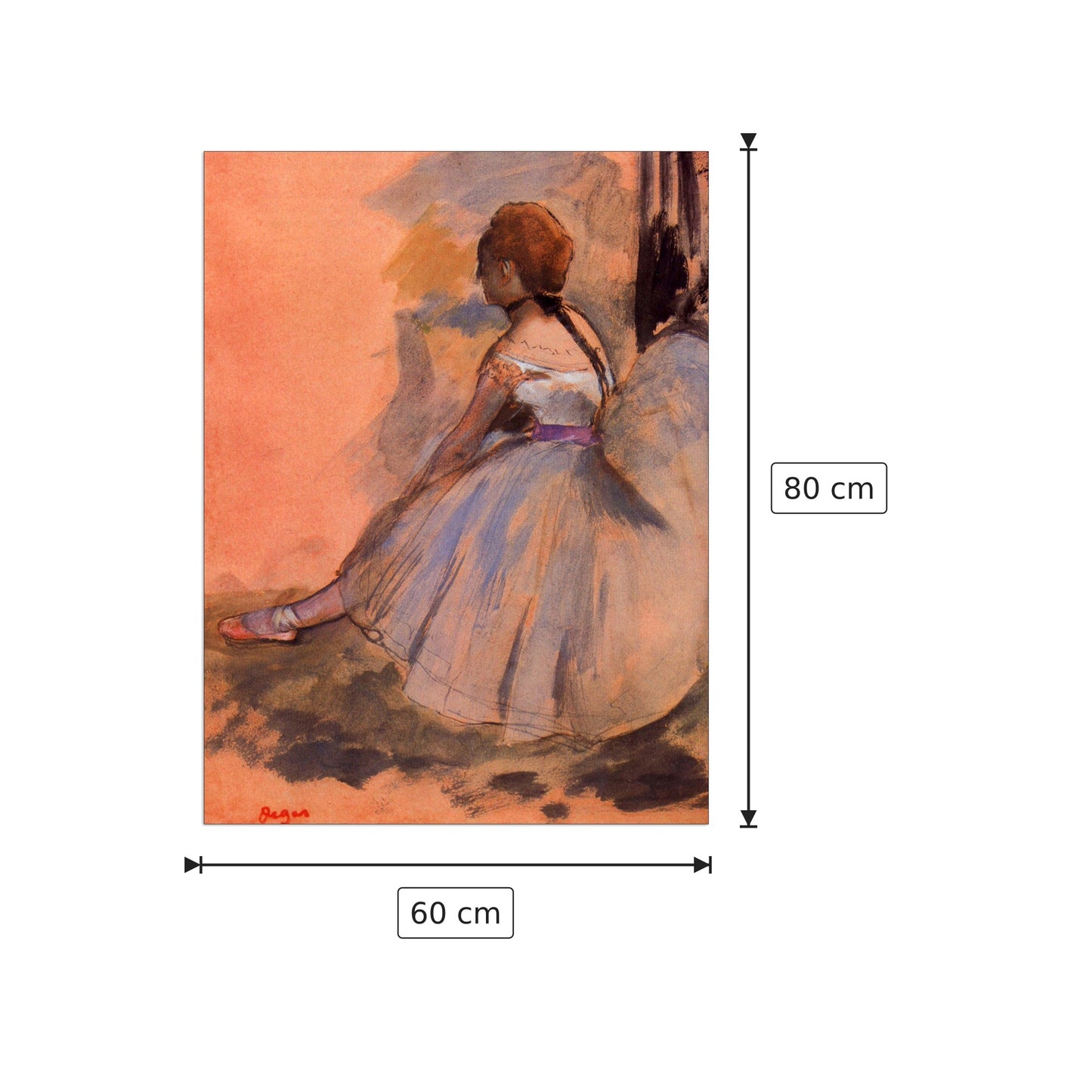 Sitting dancer with extended left leg - Degas Edgar - cm 60x80 - Pannello in MDF