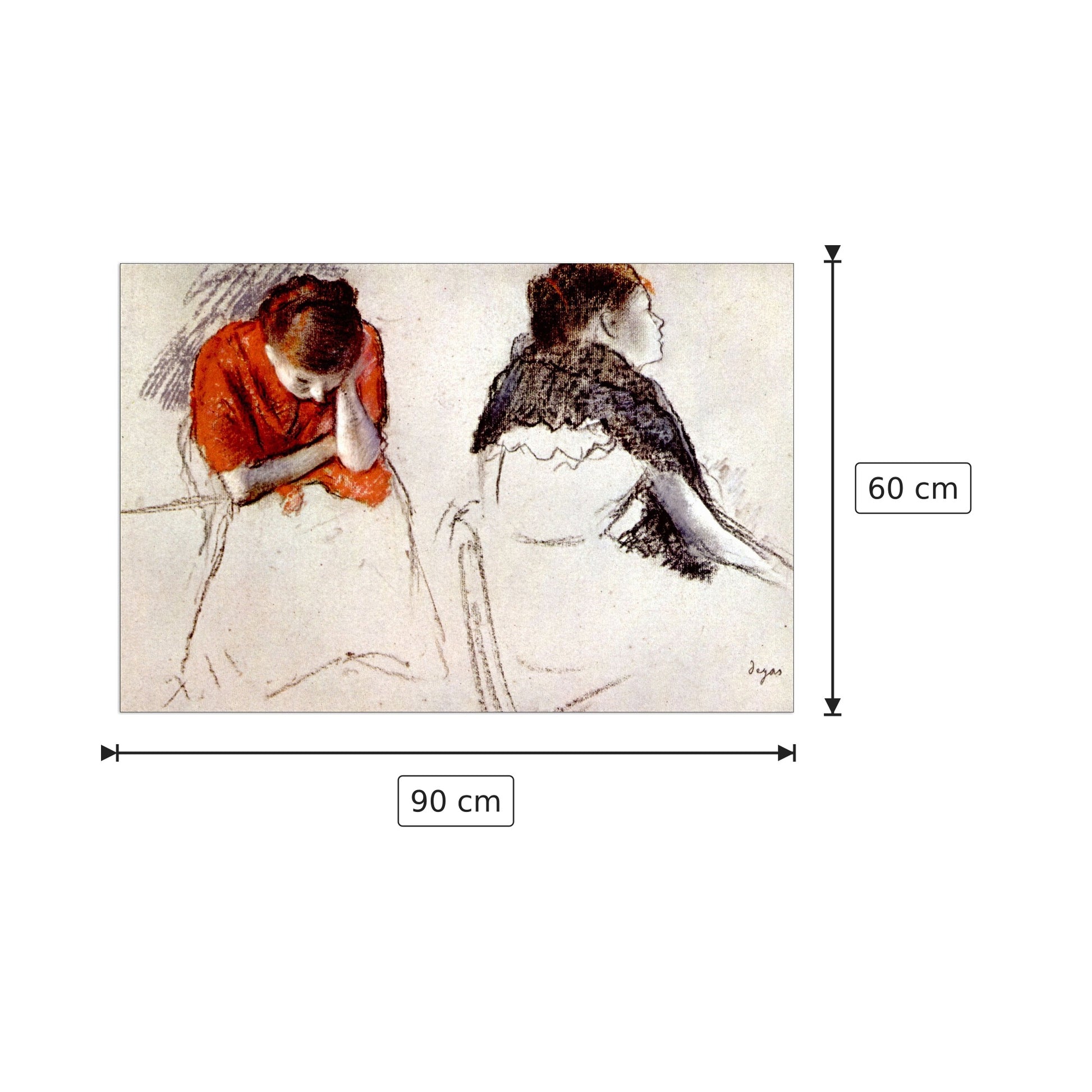 Two women seated - Degas Edgar - cm 90x60 - Pannello in MDF