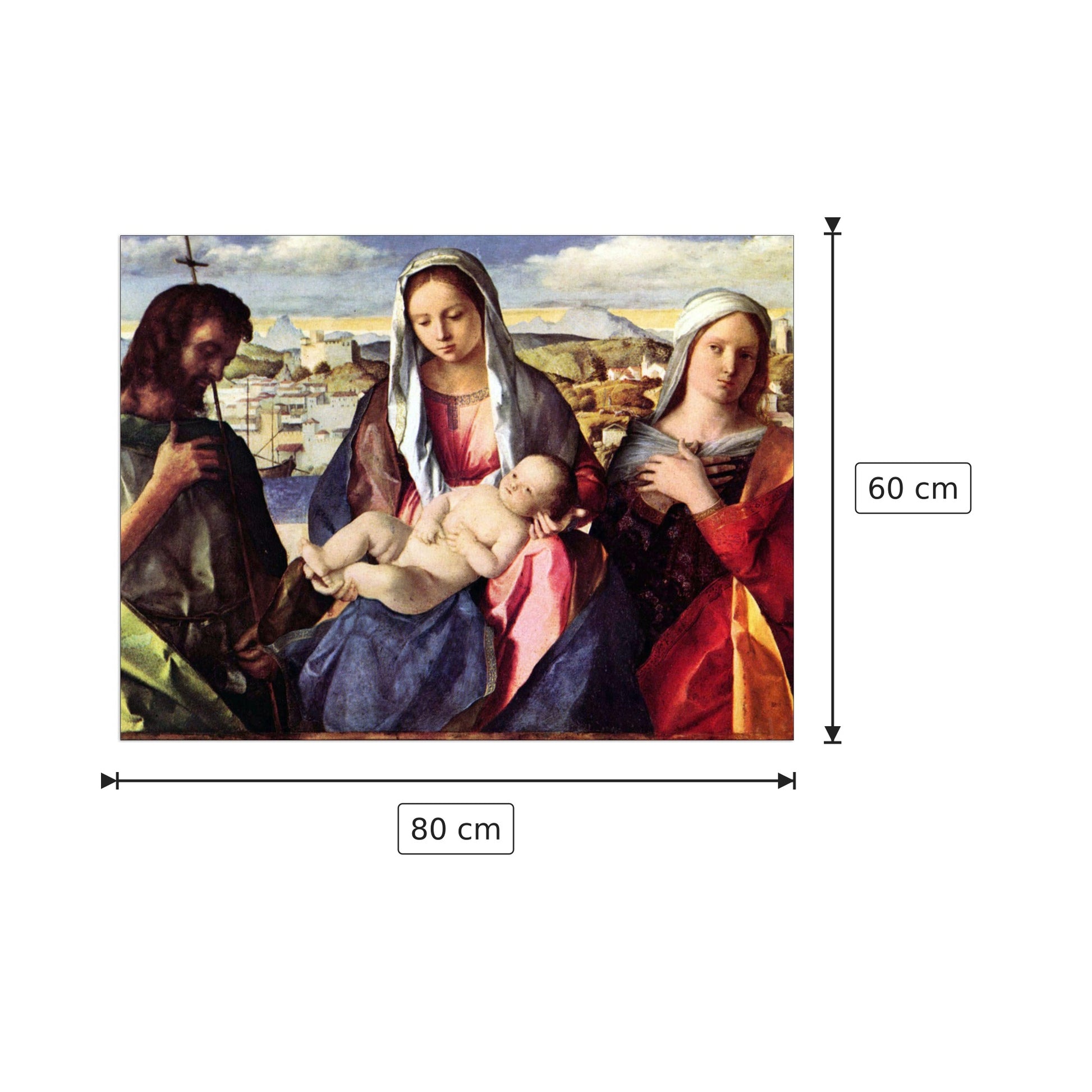 Madonna with John the Baptist and a saint - Bellini Giovanni - cm 80x60 - Pannello in MDF