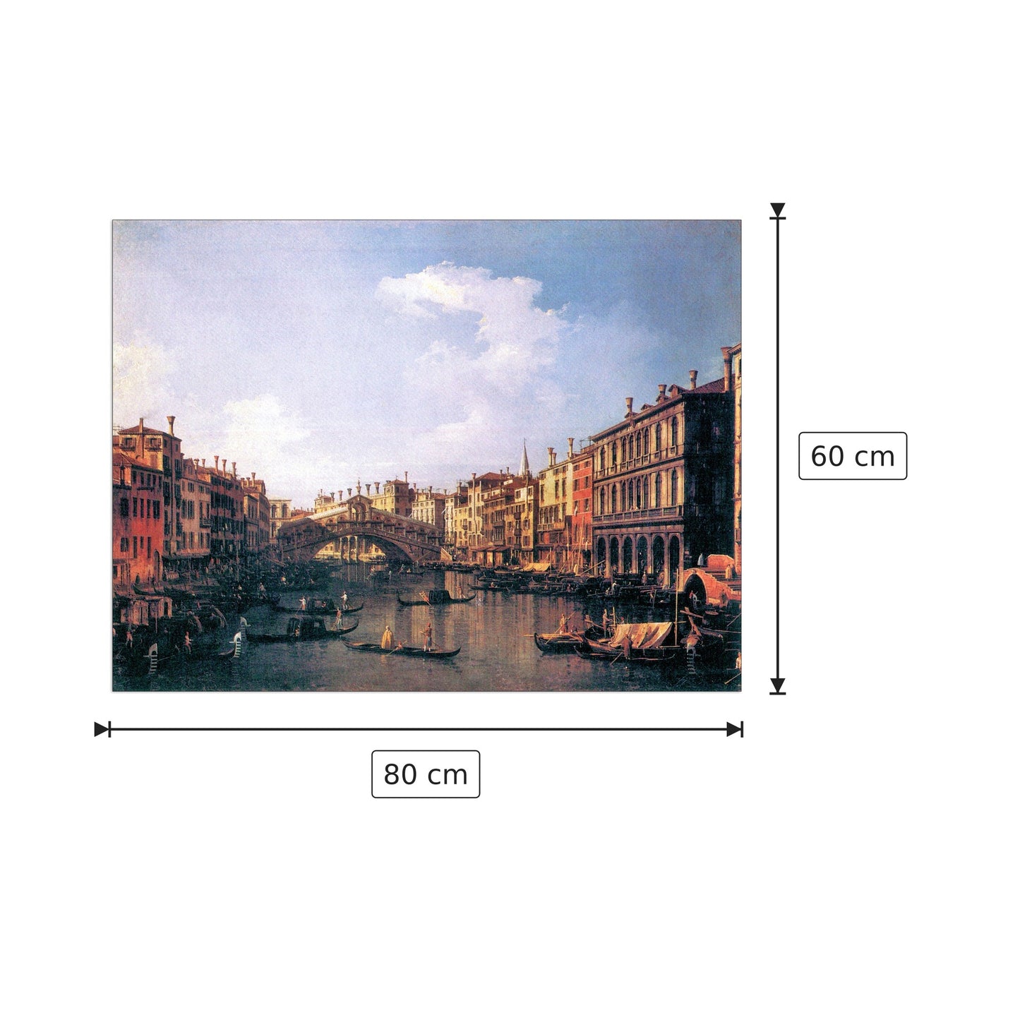 The Rialto Bridge from the south - Canaletto - cm 80x60 - Pannello in MDF