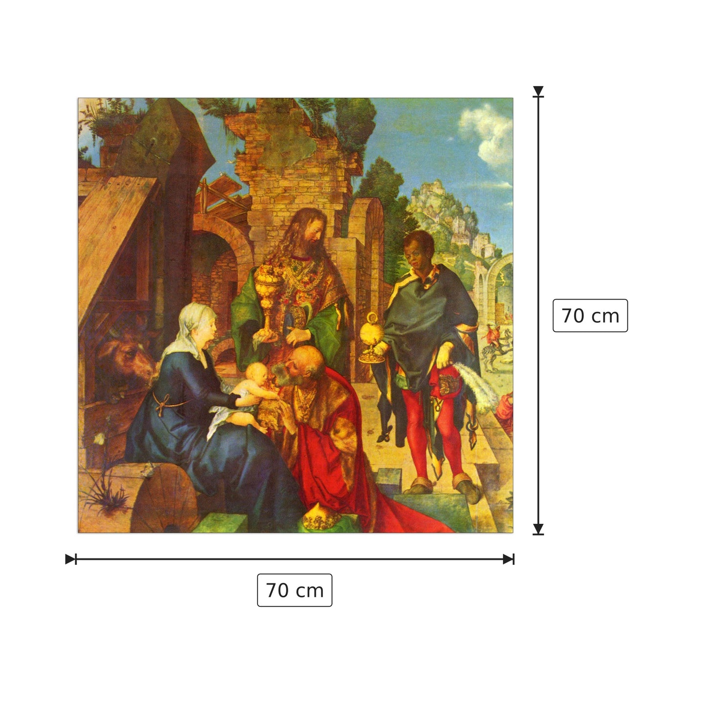 Adoration of the Magi - Albrecht Dürer - cm 70x70 - Pannello in MDF
