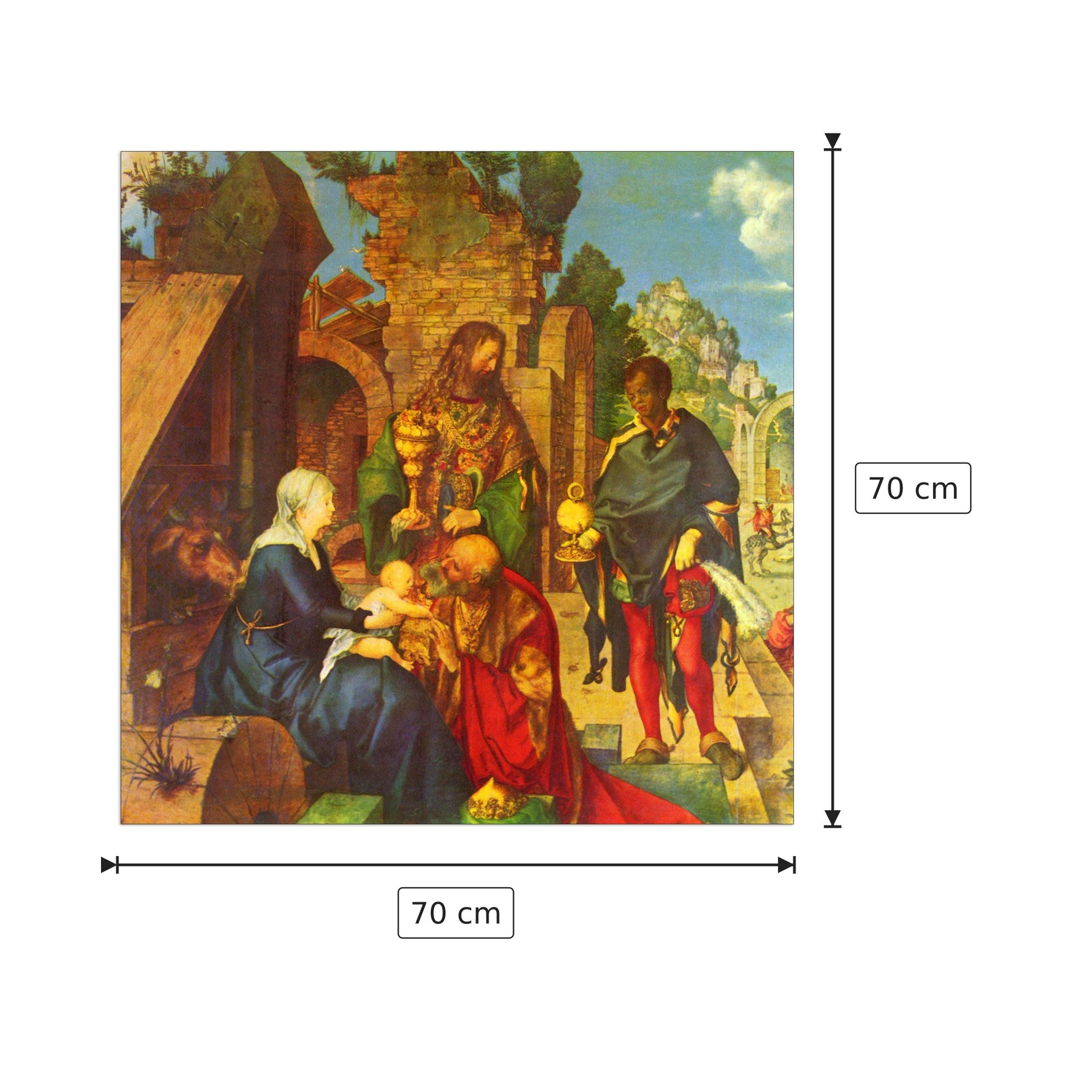 Adoration of the Magi - Albrecht Dürer - cm 70x70 - Pannello in MDF