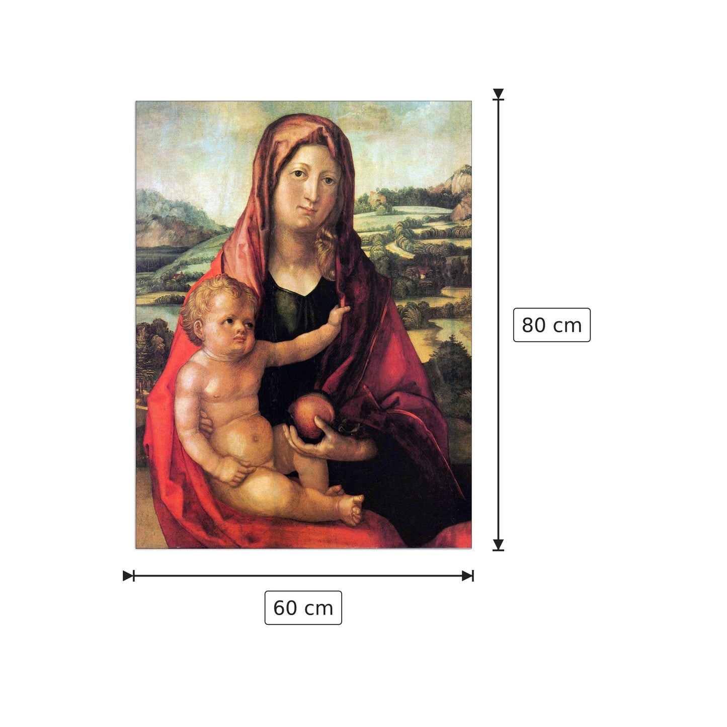 Mary with child against a landscape - Albrecht Dürer - cm 60x80 - Pannello in MDF