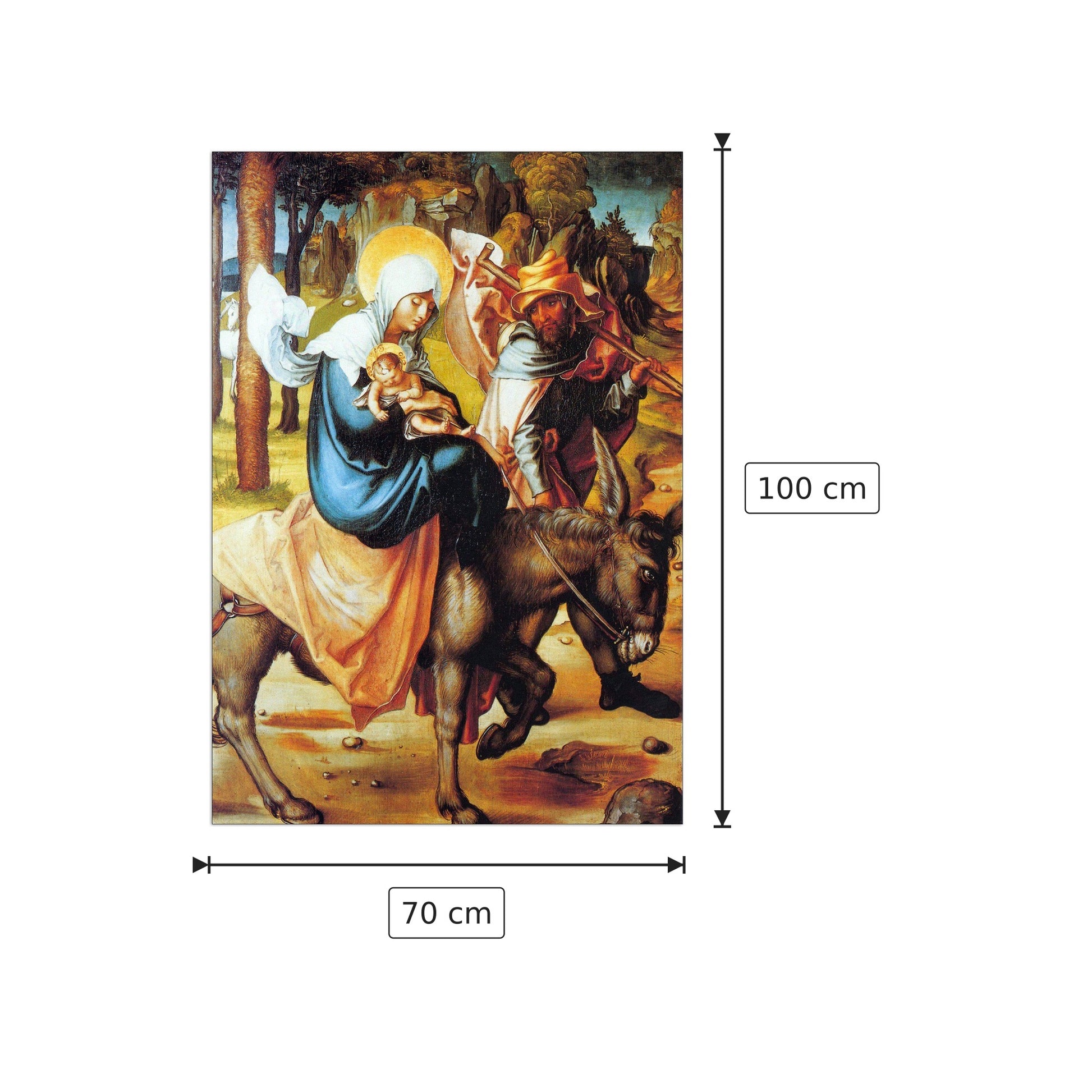 The seven Mary's pain - Flight into Egypt - Albrecht Dürer - cm 70x100 - Pannello in MDF