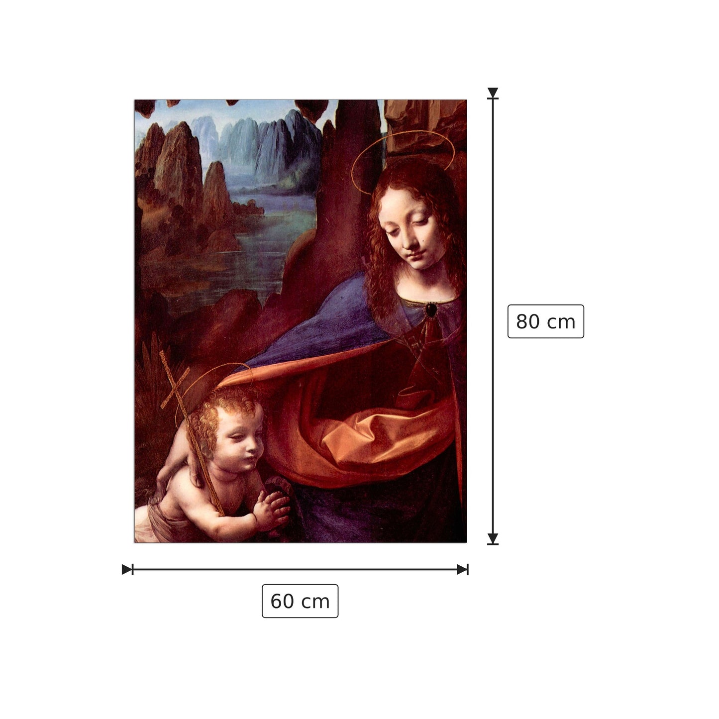 Madonna in the rock cave detail - Da Vinci Leonardo - cm 60x80 - Pannello in MDF