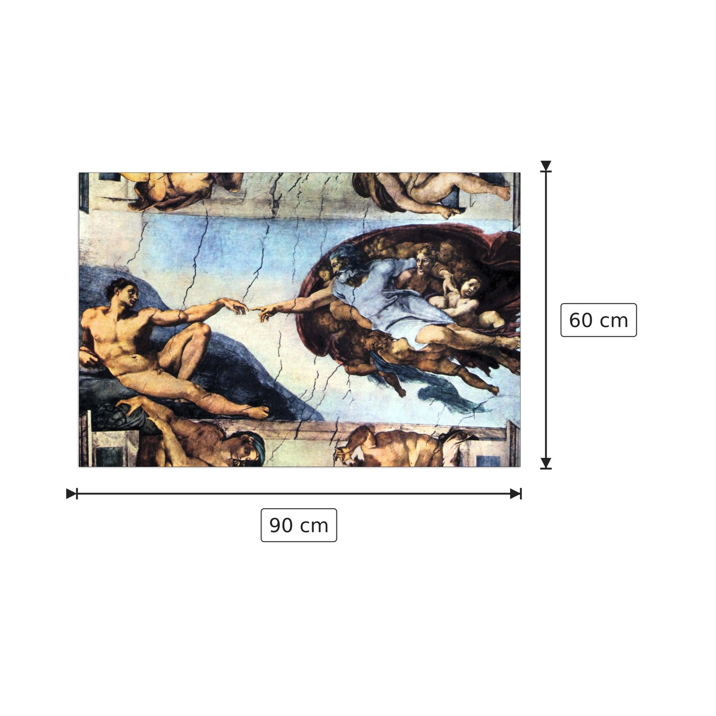 Creation of Adam - Buonarotti Michelangelo - cm 90x60 - Pannello in MDF