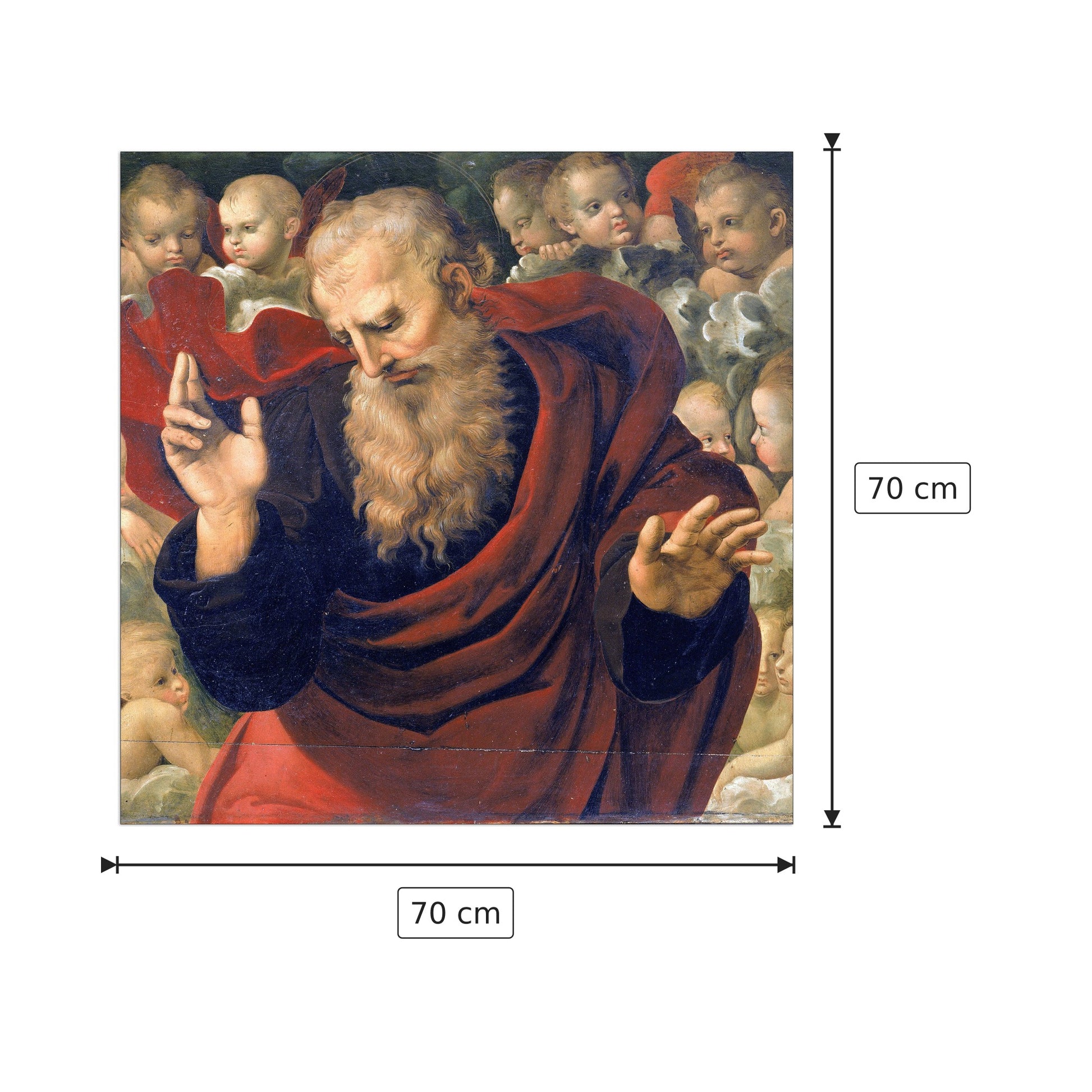eterno e angeli - Sanzio Raffaello - cm 70x70 - Pannello in MDF