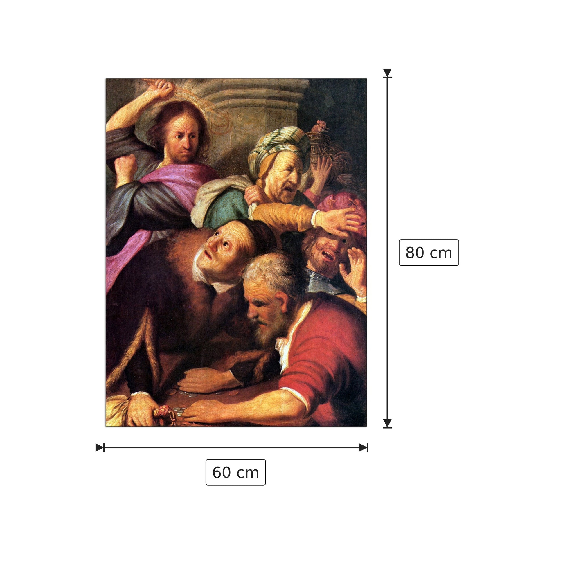 Christ driving the money changers from the temple - Rembrandt - cm 60x80 - Pannello in MDF