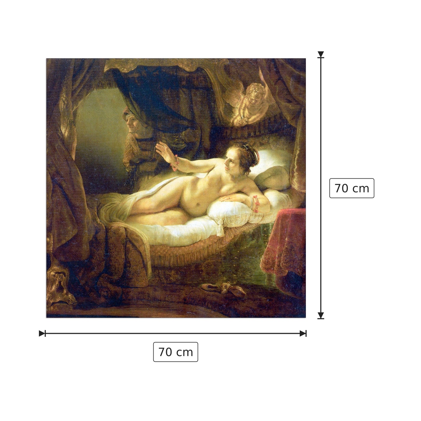 Danae - Rembrandt - cm 70x70 - Pannello in MDF