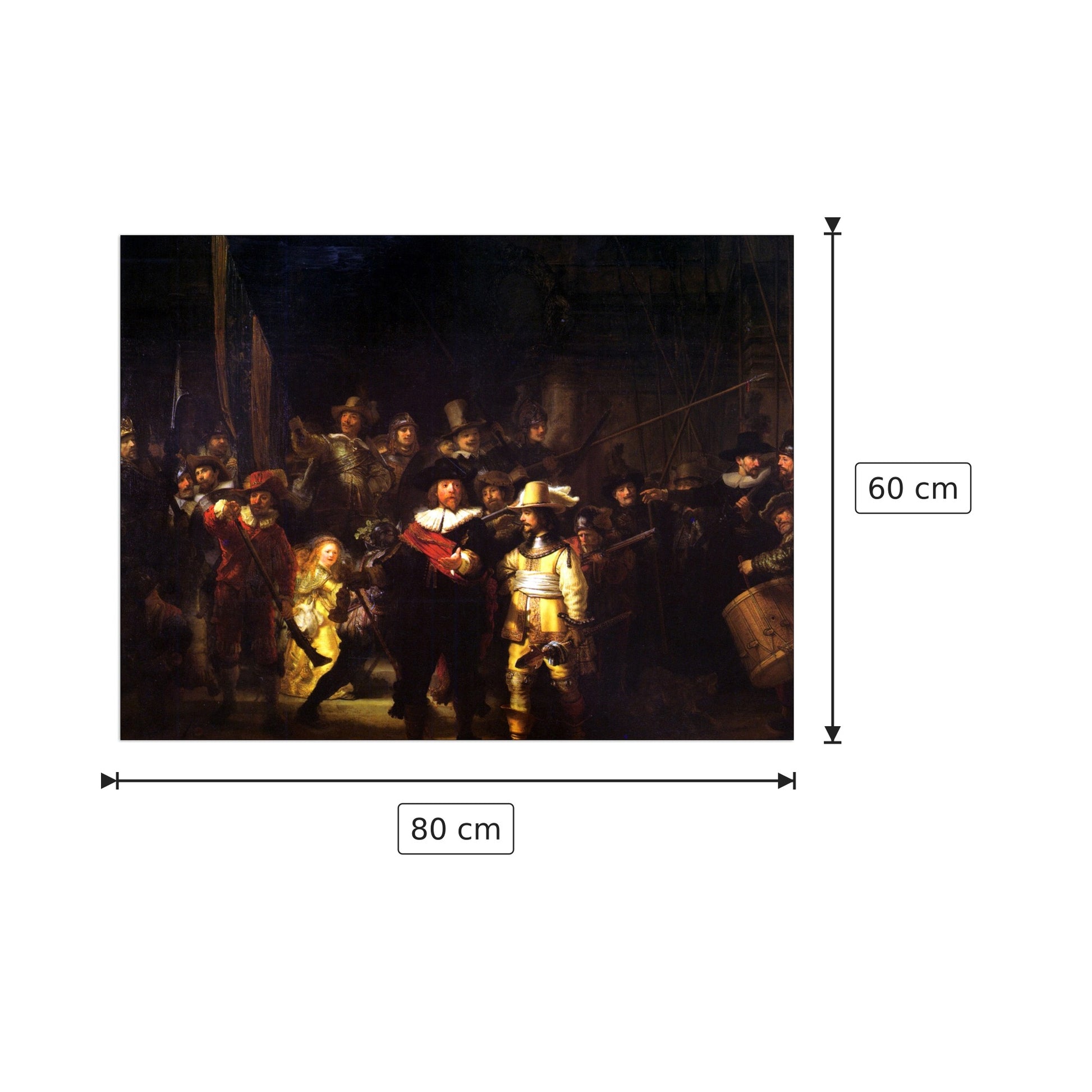 Night Watch - Rembrandt - cm 80x60 - Pannello in MDF