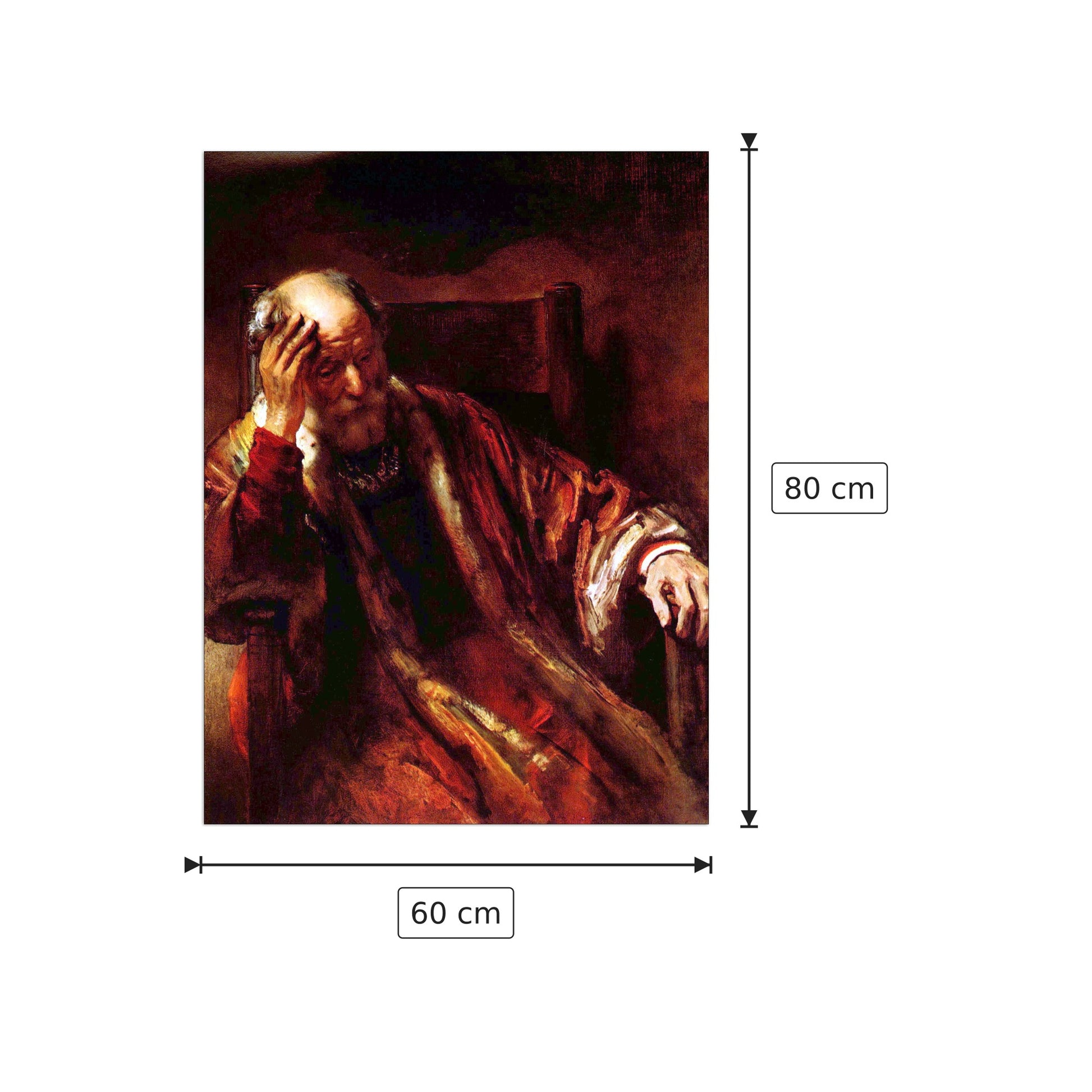Old man in the armchair - Rembrandt - cm 60x80 - Pannello in MDF