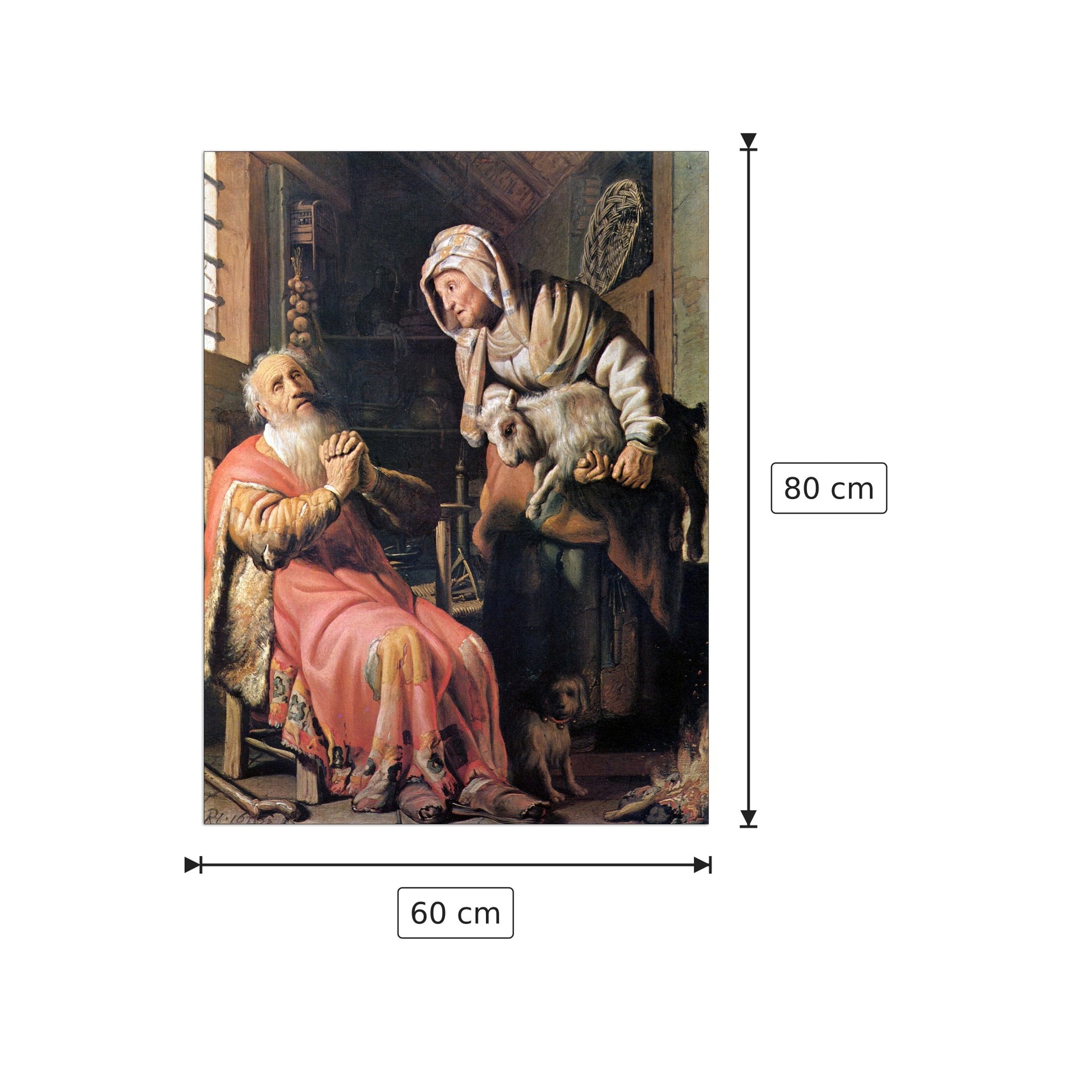 Tobias suspected his wife of stealing - Rembrandt - cm 60x80 - Pannello in MDF