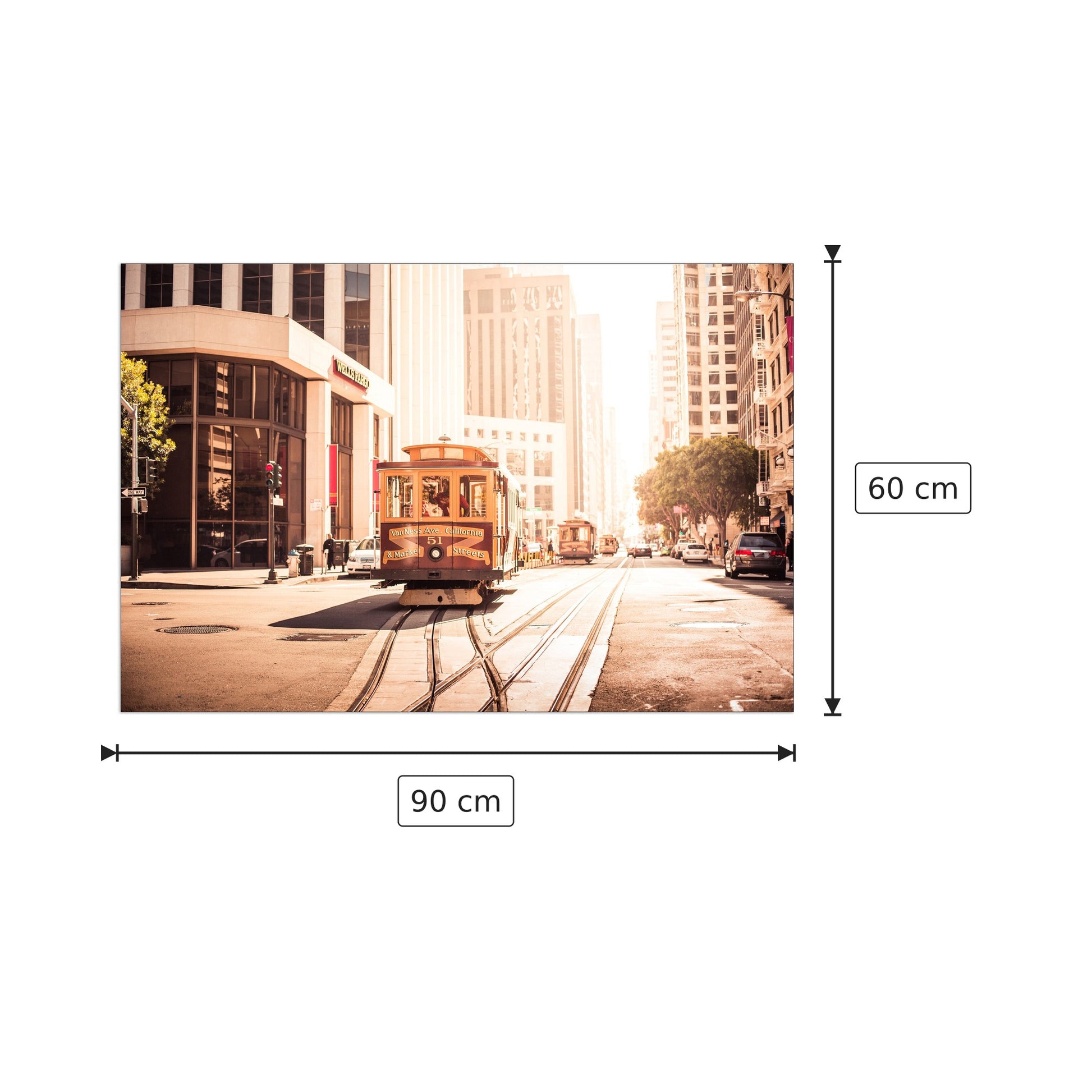San Francisco Cable Car - cm 90x60 - Pannello in MDF