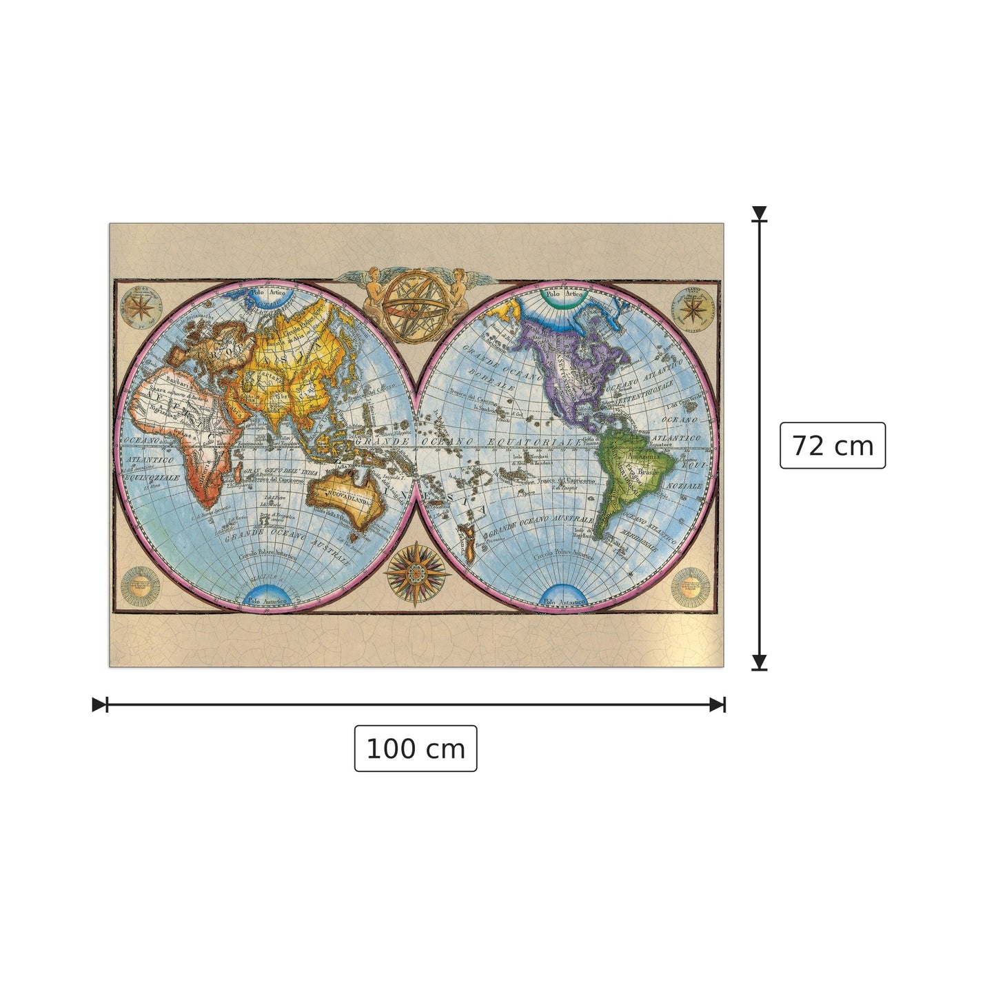 Mappamondo - NULL - cm 100x72 - Pannello in MDF