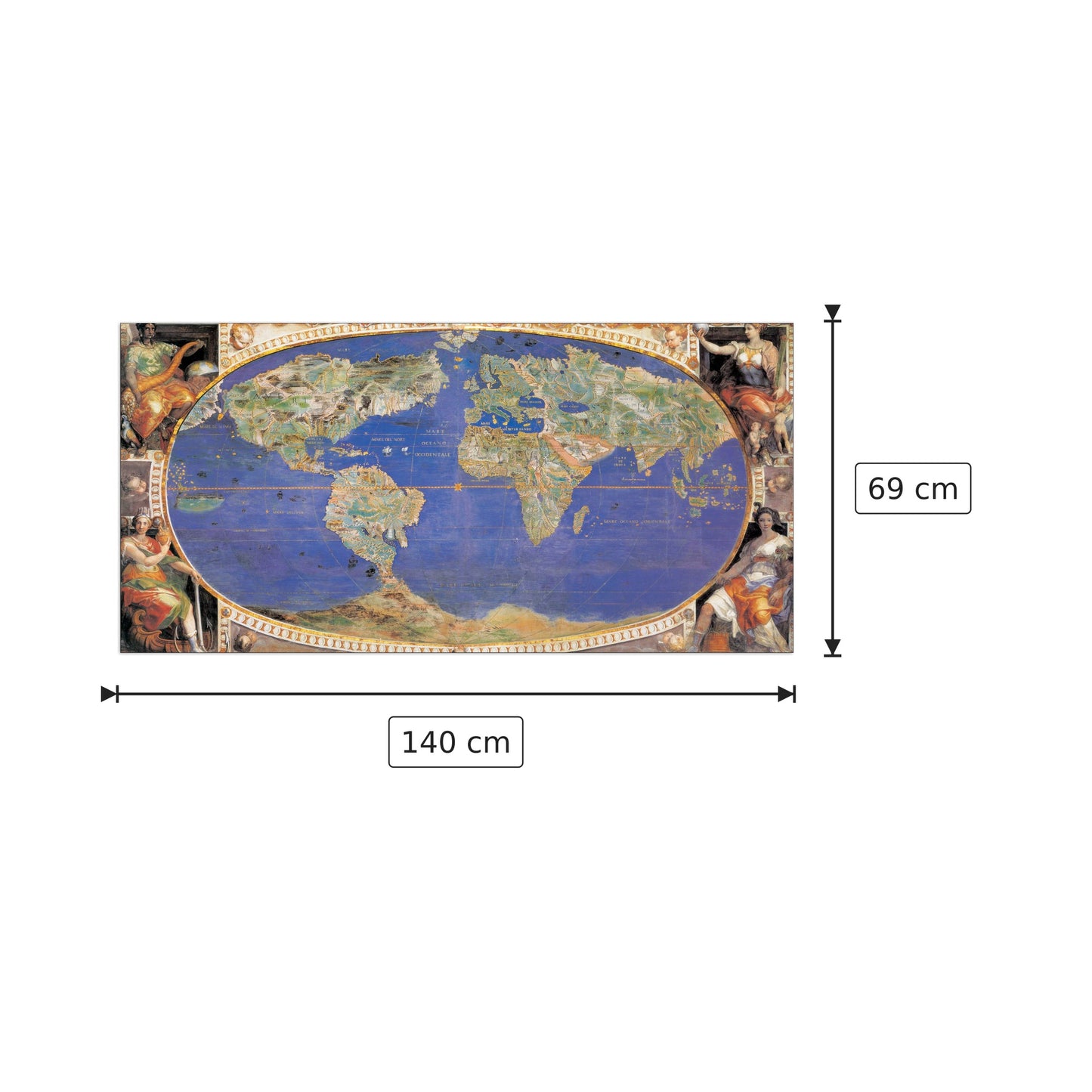 Mappamondo - NULL - cm 140x69 - Pannello in MDF