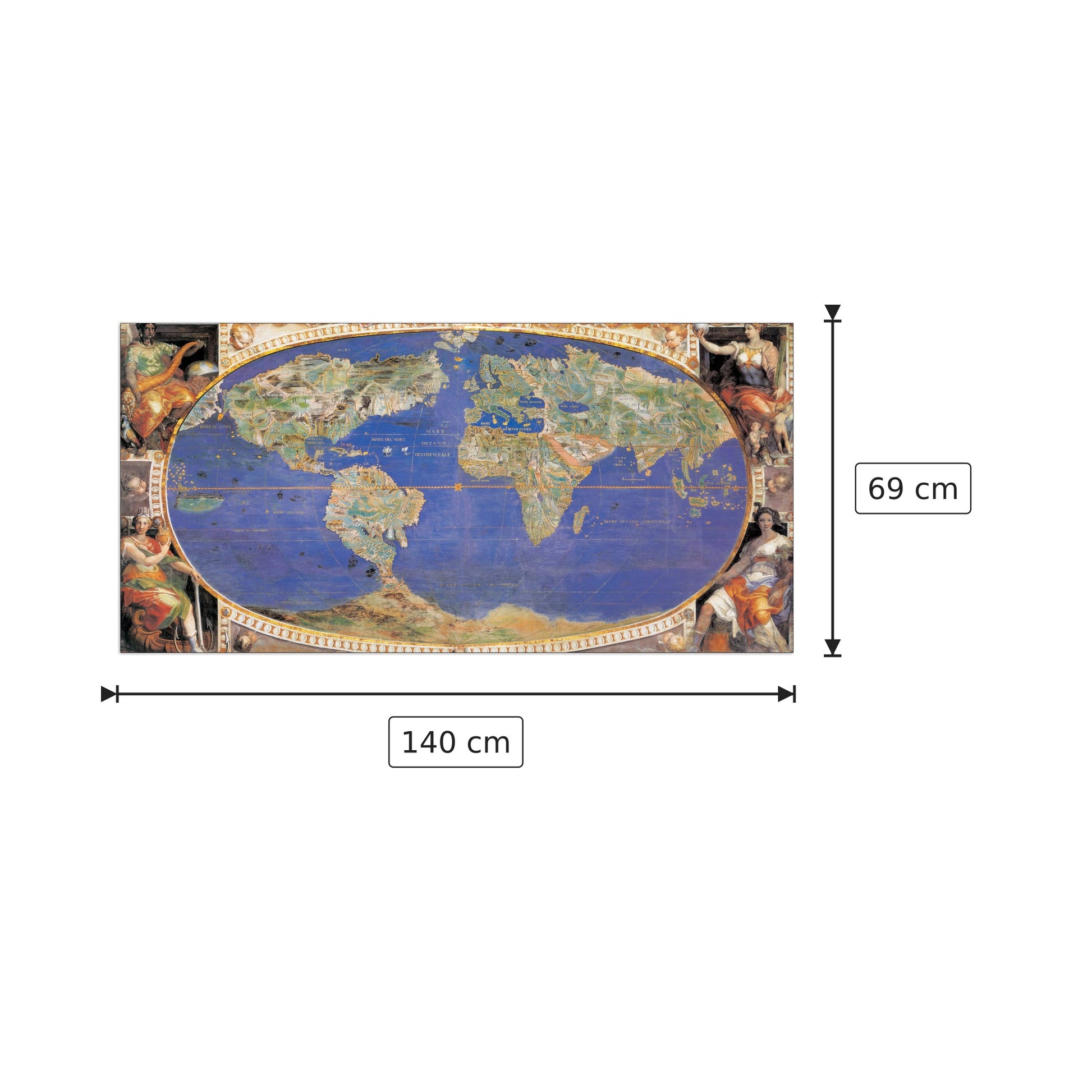 Mappamondo - NULL - cm 140x69 - Pannello in MDF