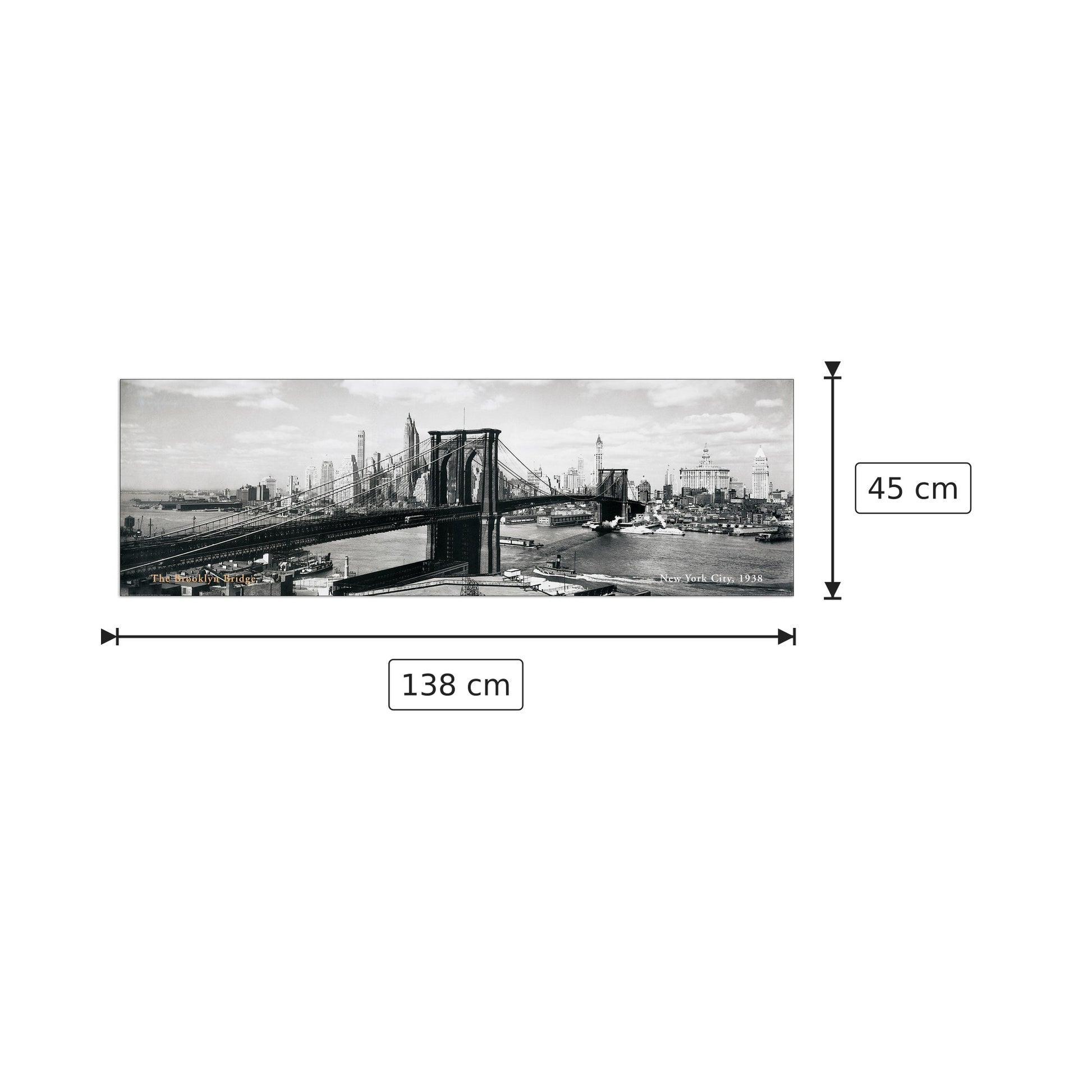 The Brooklyn Bridge, NYC, 1938 - NULL - cm 138x45 - Pannello in MDF