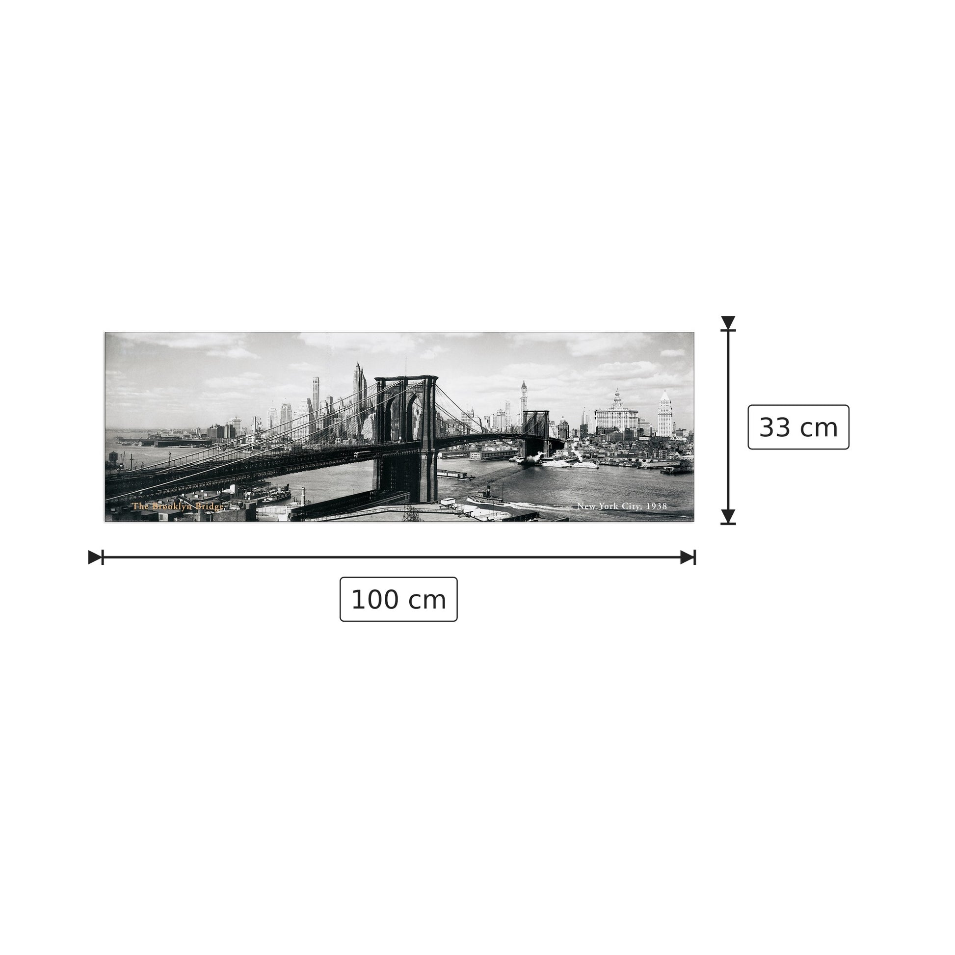 The Brooklyn Bridge, NYC, 1938 - NULL - cm 100x33 - Pannello in MDF