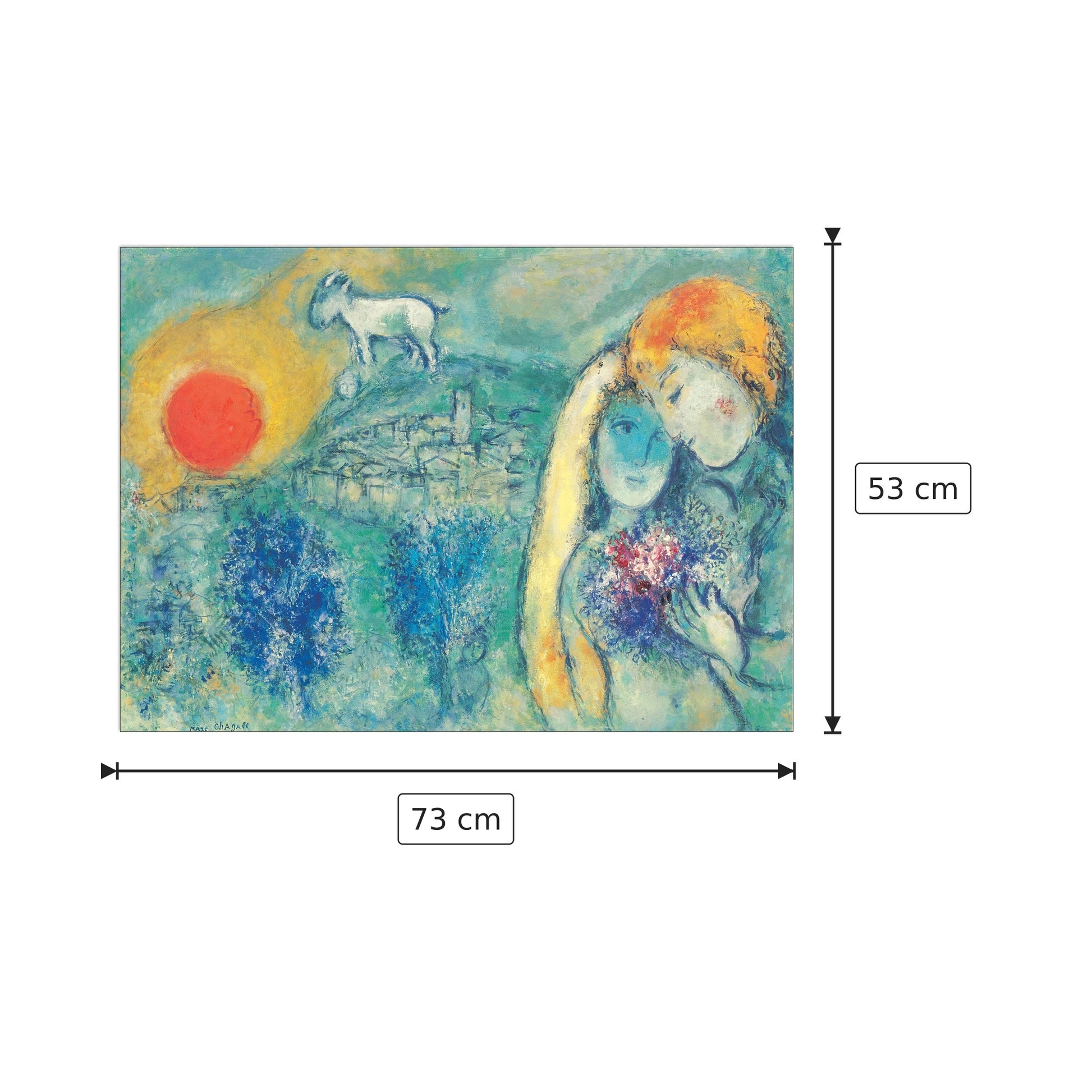 Gli amanti di Vence, 1957 - CHAGALL - cm 73x53 - Pannello in MDF