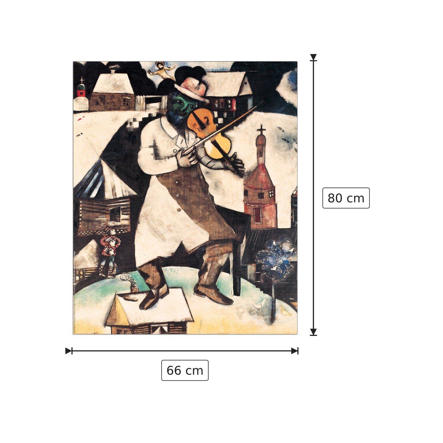 Il violinista, 1912 - CHAGALL - cm 66x80 - Pannello in MDF