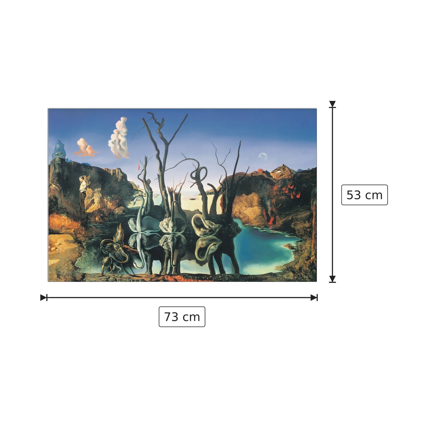 Il riflesso dei cigni genera l'immagine degli elefanti, 1937 - DALÌ - cm 73x53 - Pannello in MDF