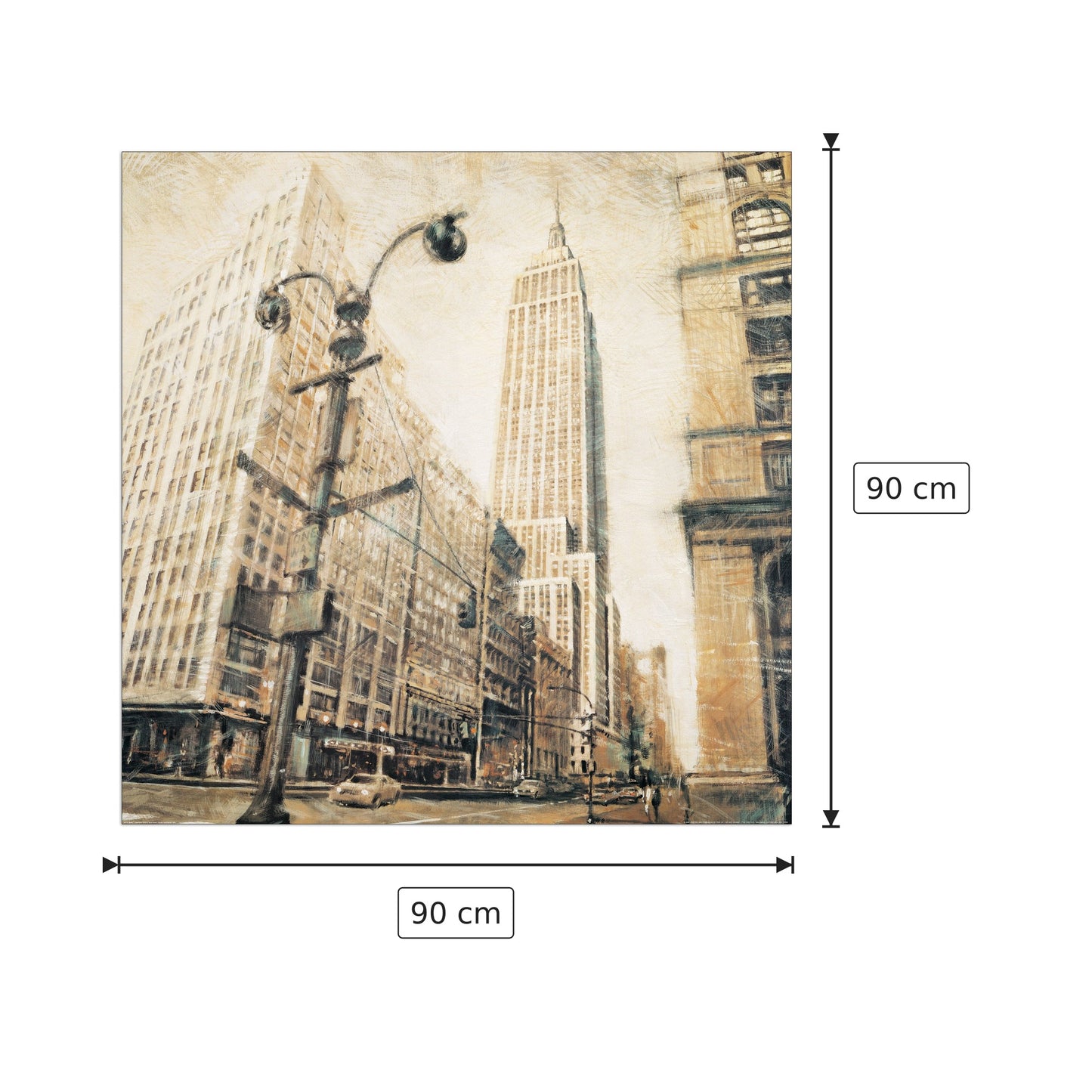 Empire State Building from Madison Avenue - DANIELS - cm 90x90 - Pannello in MDF
