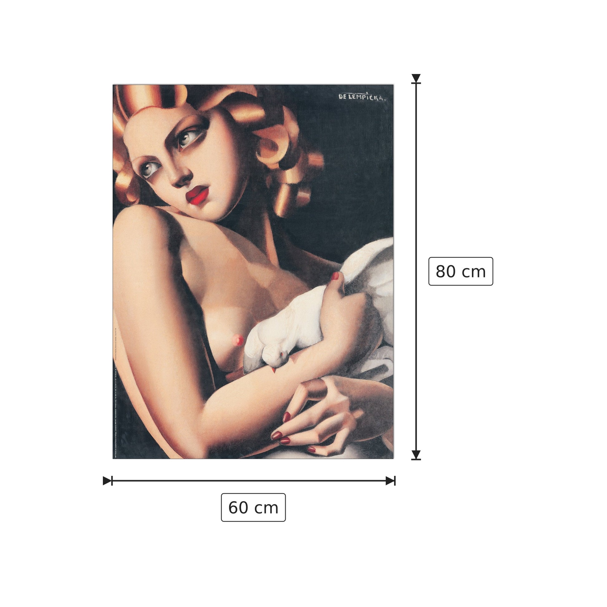 Donna con colomba - DE LEMPICKA - cm 60x80 - Pannello in MDF