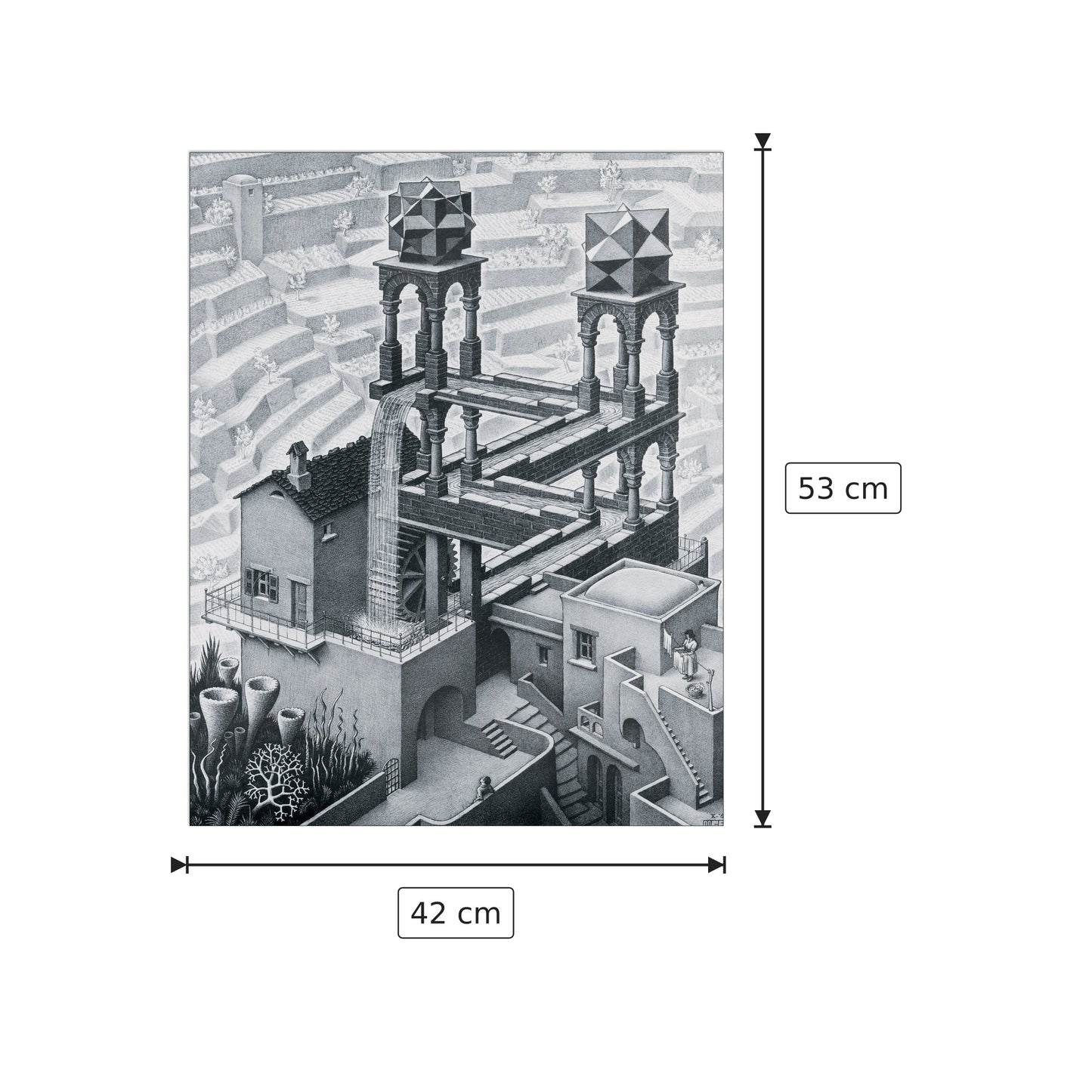 Waterfall,1961 - ESCHER - cm 42x53 - Pannello in MDF