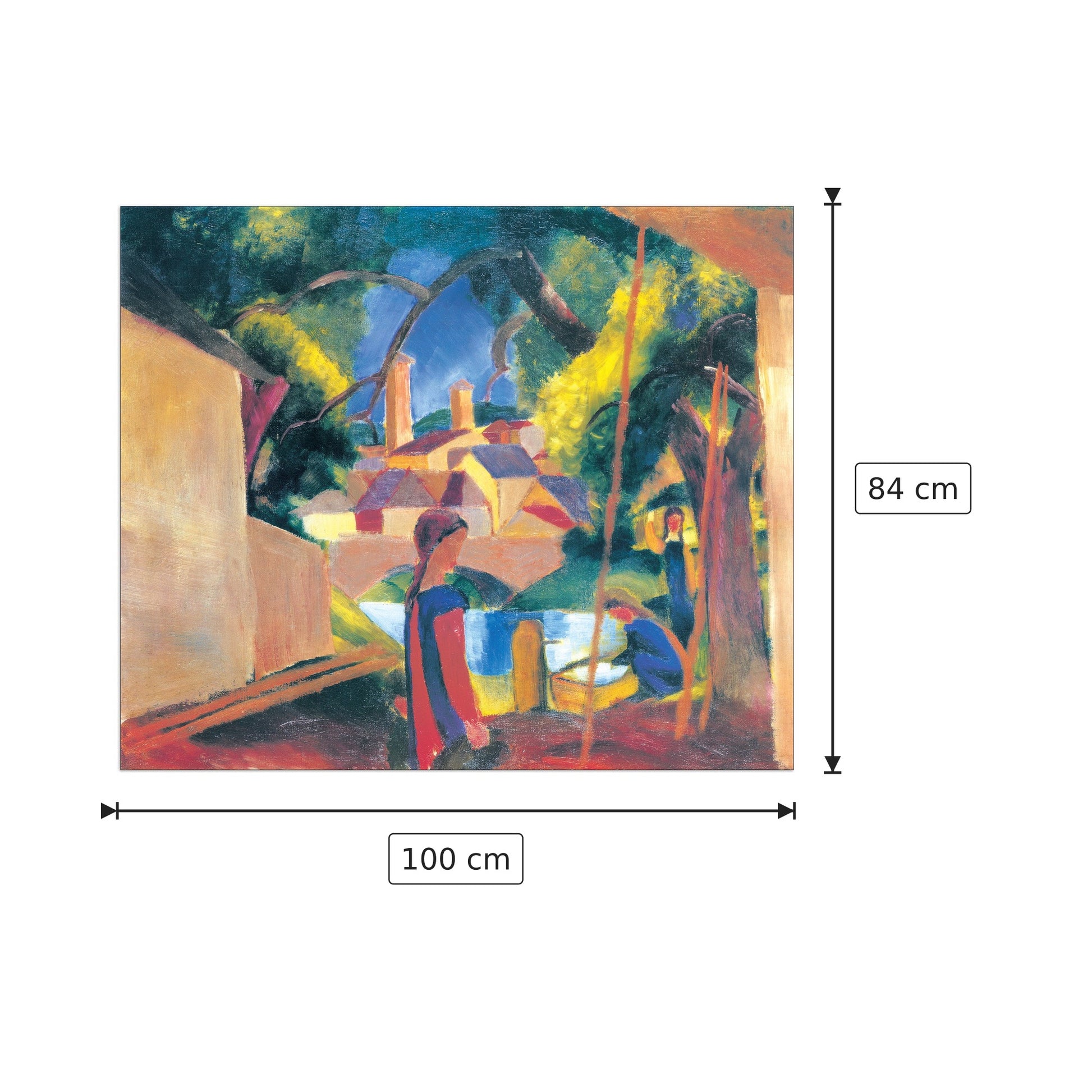 Kinder Am Brunnen - MACKE - cm 100x84 - Pannello in MDF