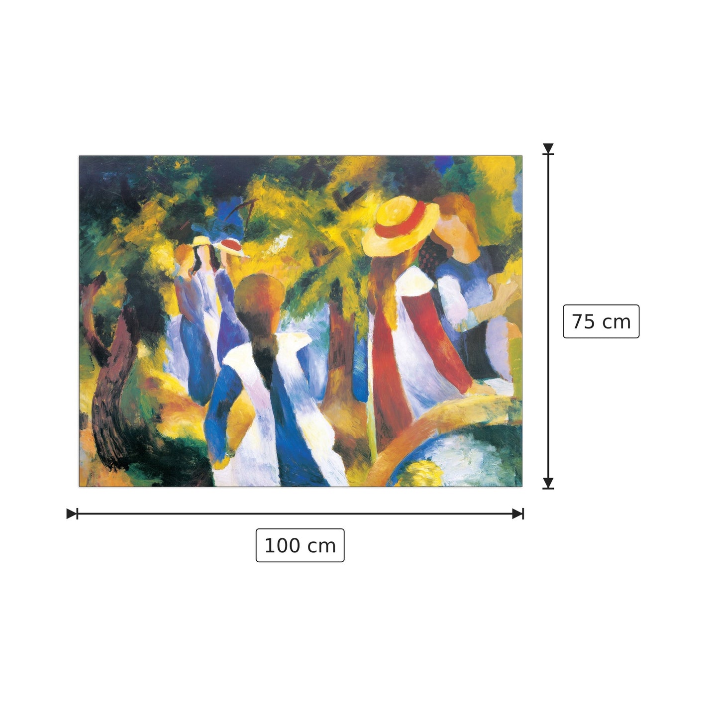 Maedchen Unter Baeumen - MACKE - cm 100x75 - Pannello in MDF