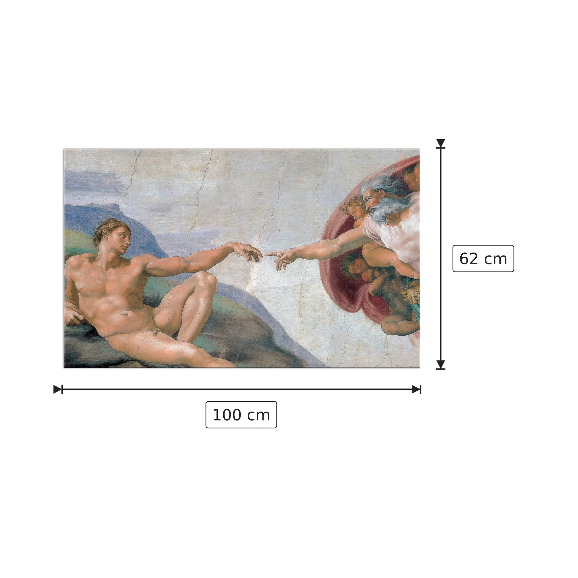 Creation Of Adam - MICHELANGELO - cm 100x62 - Pannello in MDF