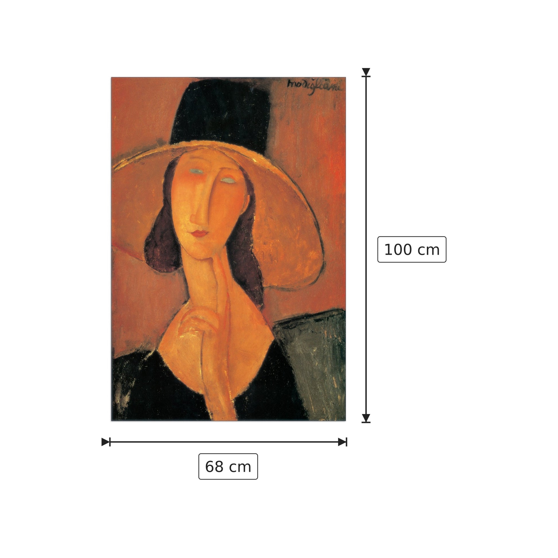 Jeanne Hebuterne - MODIGLIANI - cm 68x100 - Pannello in MDF