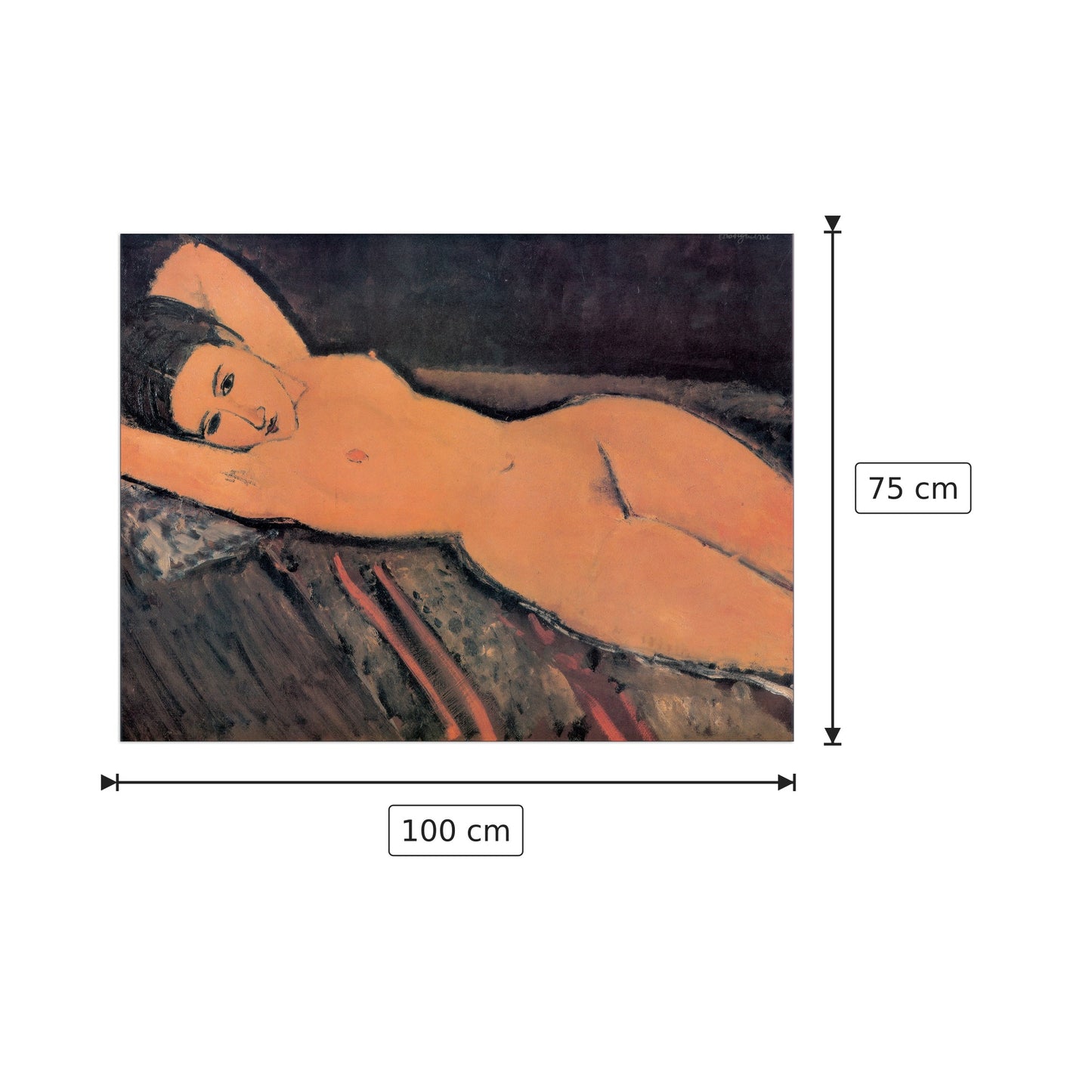Reclining Nude - MODIGLIANI - cm 100x75 - Pannello in MDF