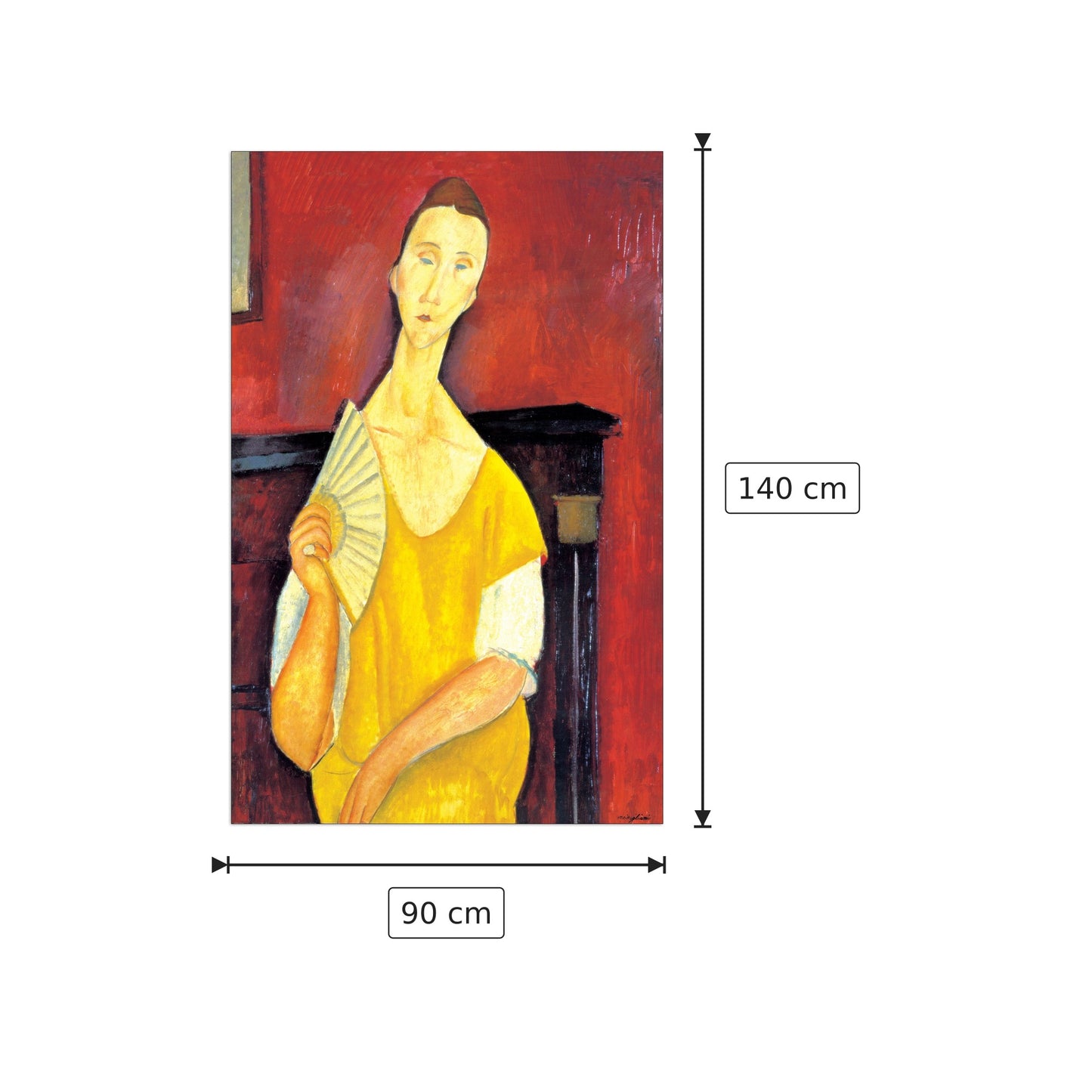 Woman With A Fan - MODIGLIANI - cm 90x140 - Pannello in MDF