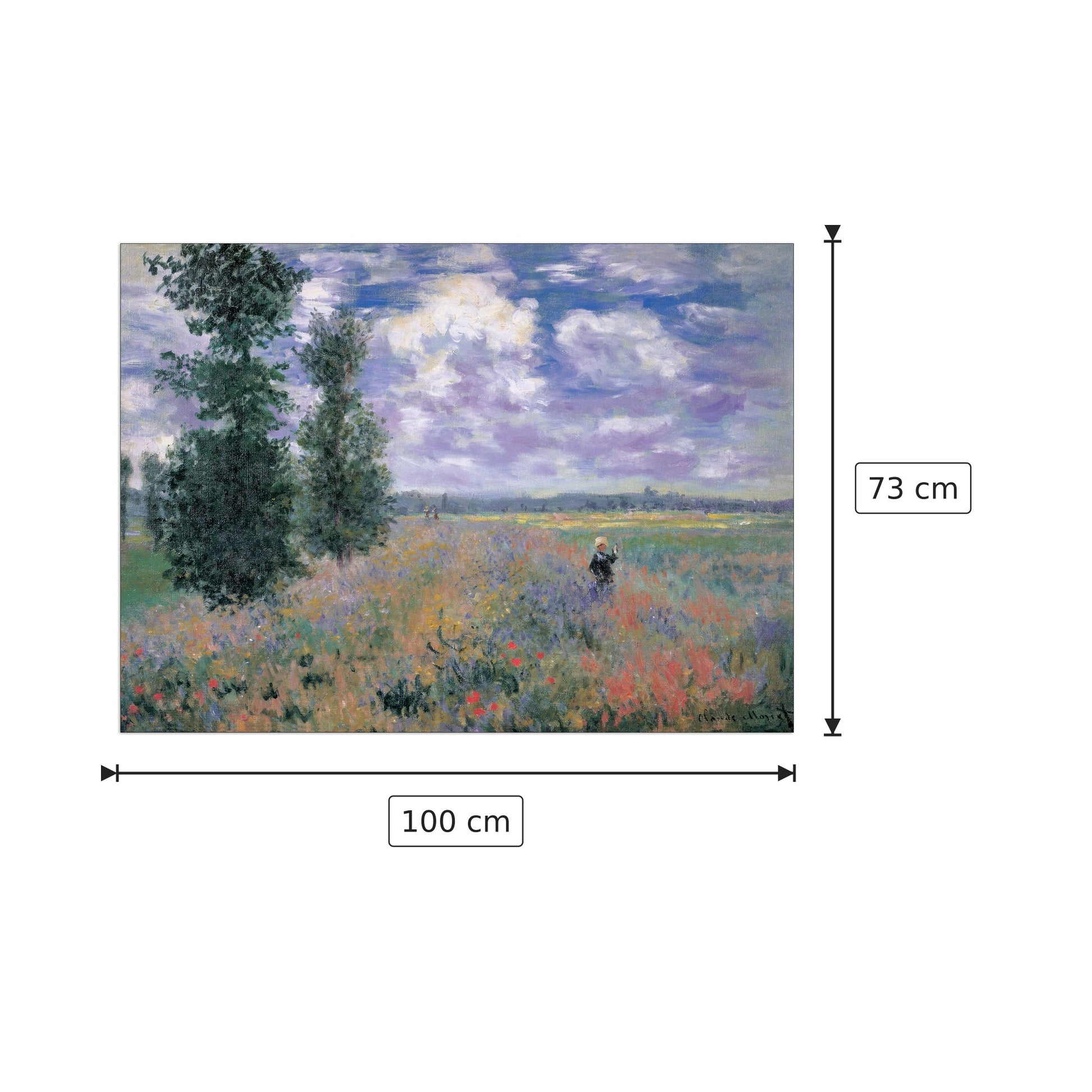 Les Coquelicots Environs d'Argenteuil - MONET - cm 100x73 - Pannello in MDF