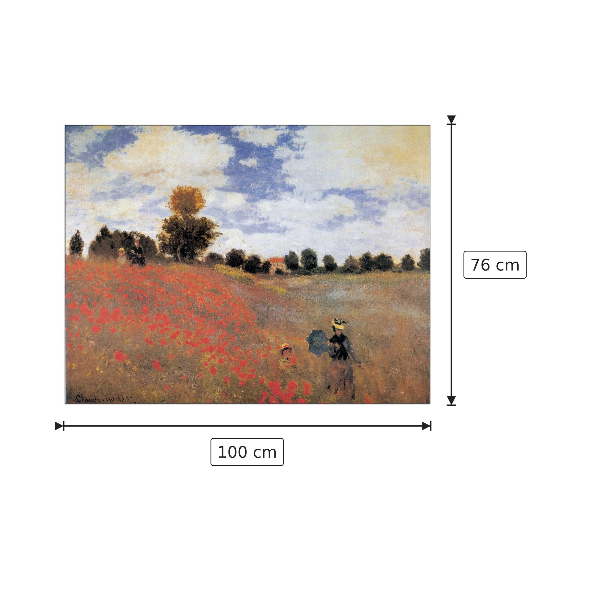 Poppies Near Argenteuil - MONET - cm 100x76 - Pannello in MDF