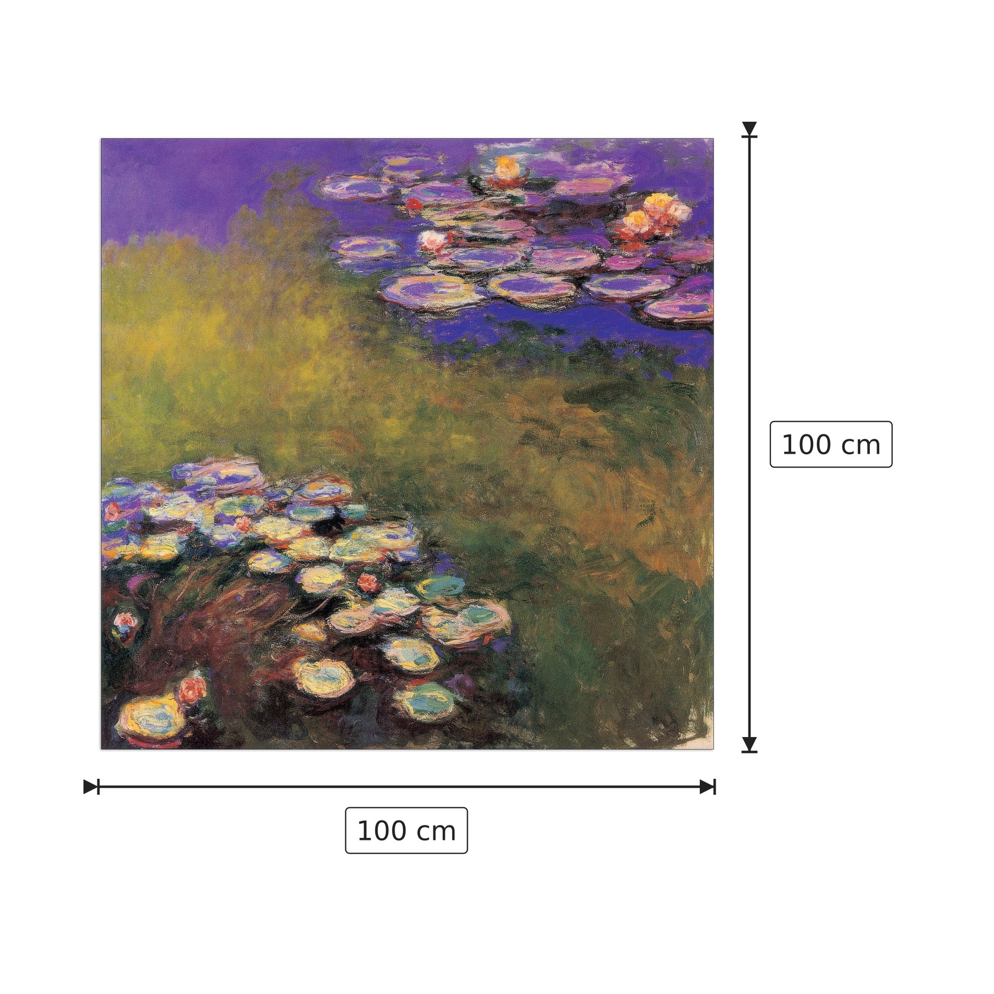 Water Lilias - MONET - cm 100x100 - Pannello in MDF